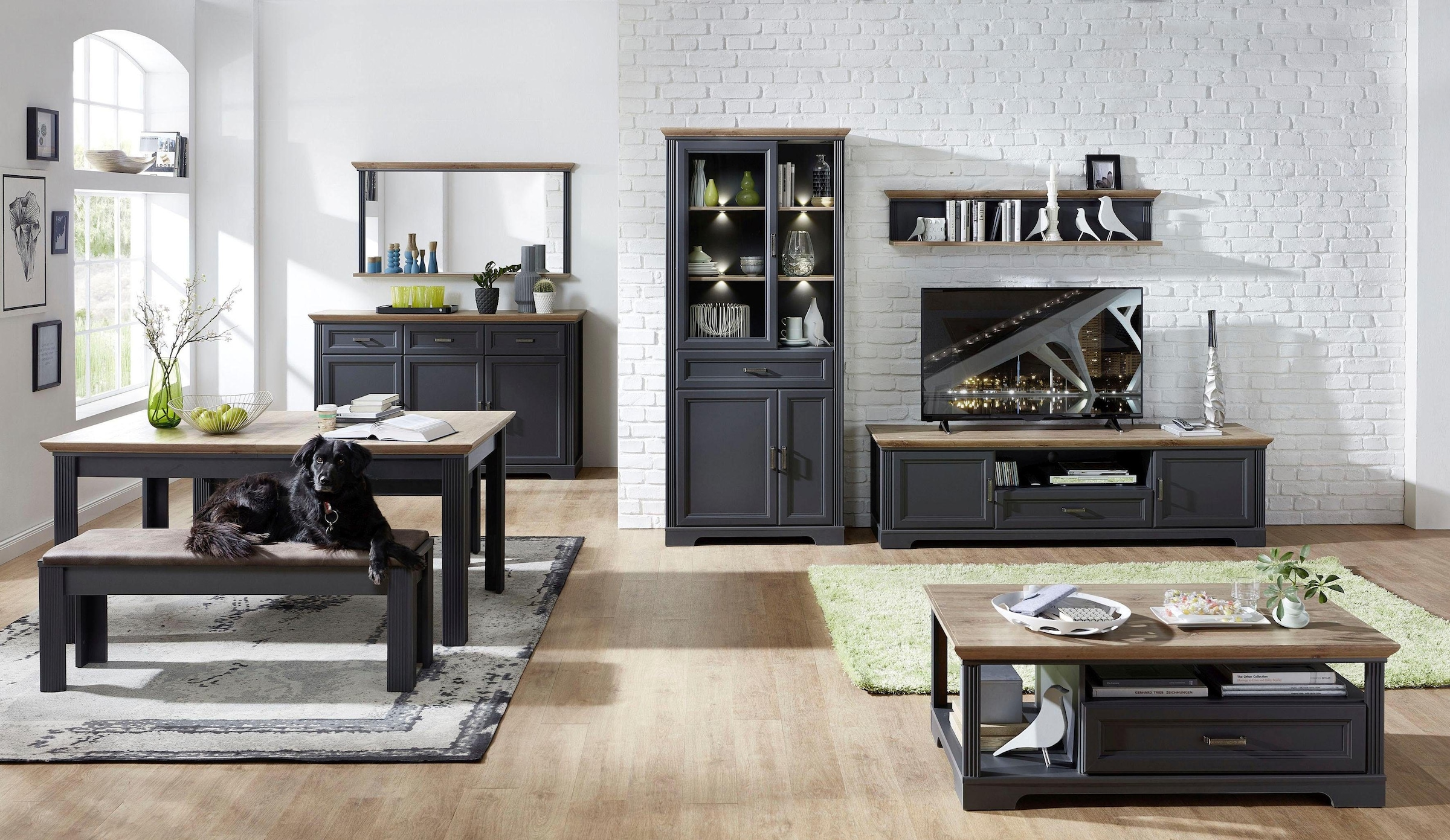 Innostyle Sideboard »Jasmin«, Breite 166 cm, 3 Holztüren, 3 Schubkästen