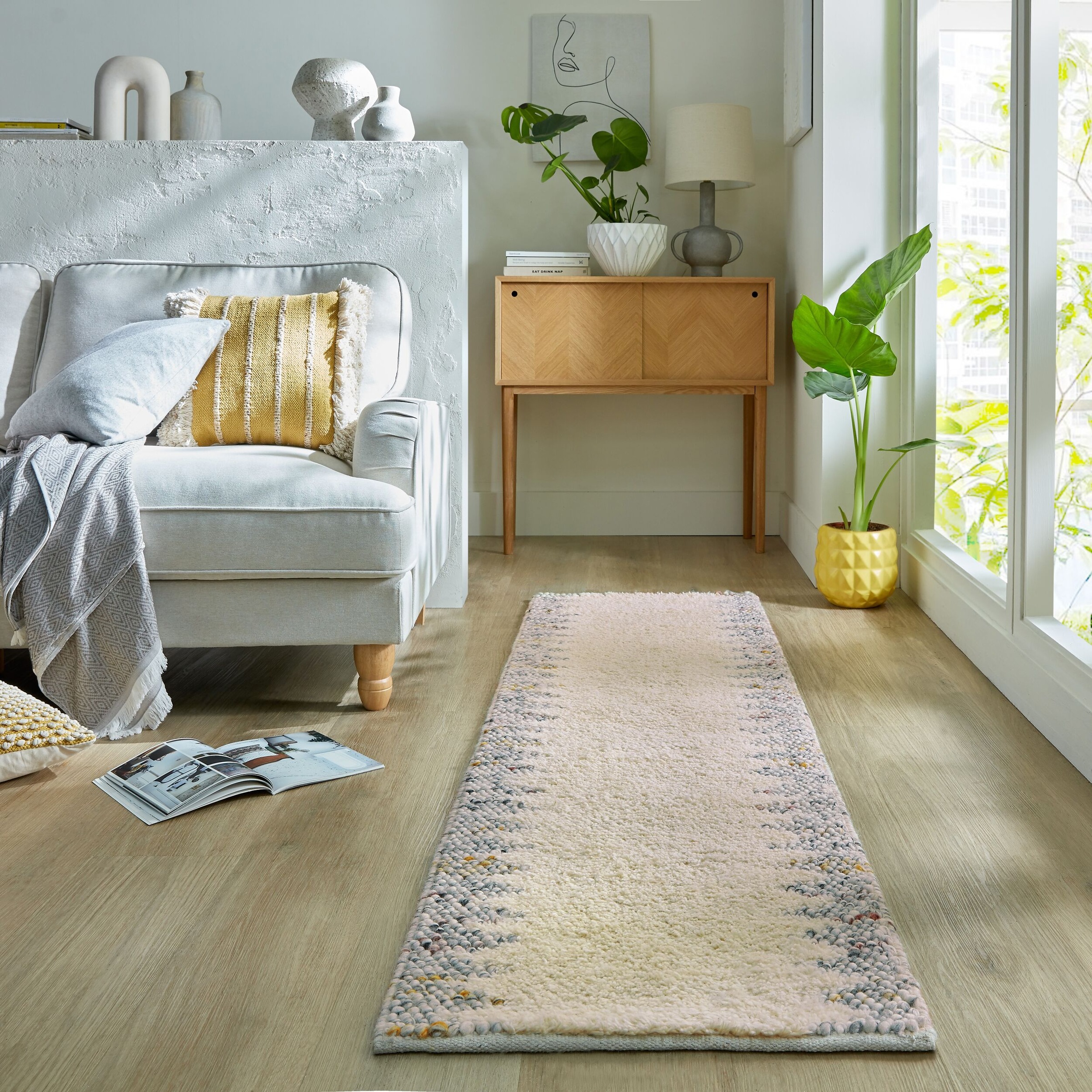 FLAIR RUGS Wollteppich "Minerals Border" rechteckig 3 mm Höhe Wolle, Teppic günstig online kaufen