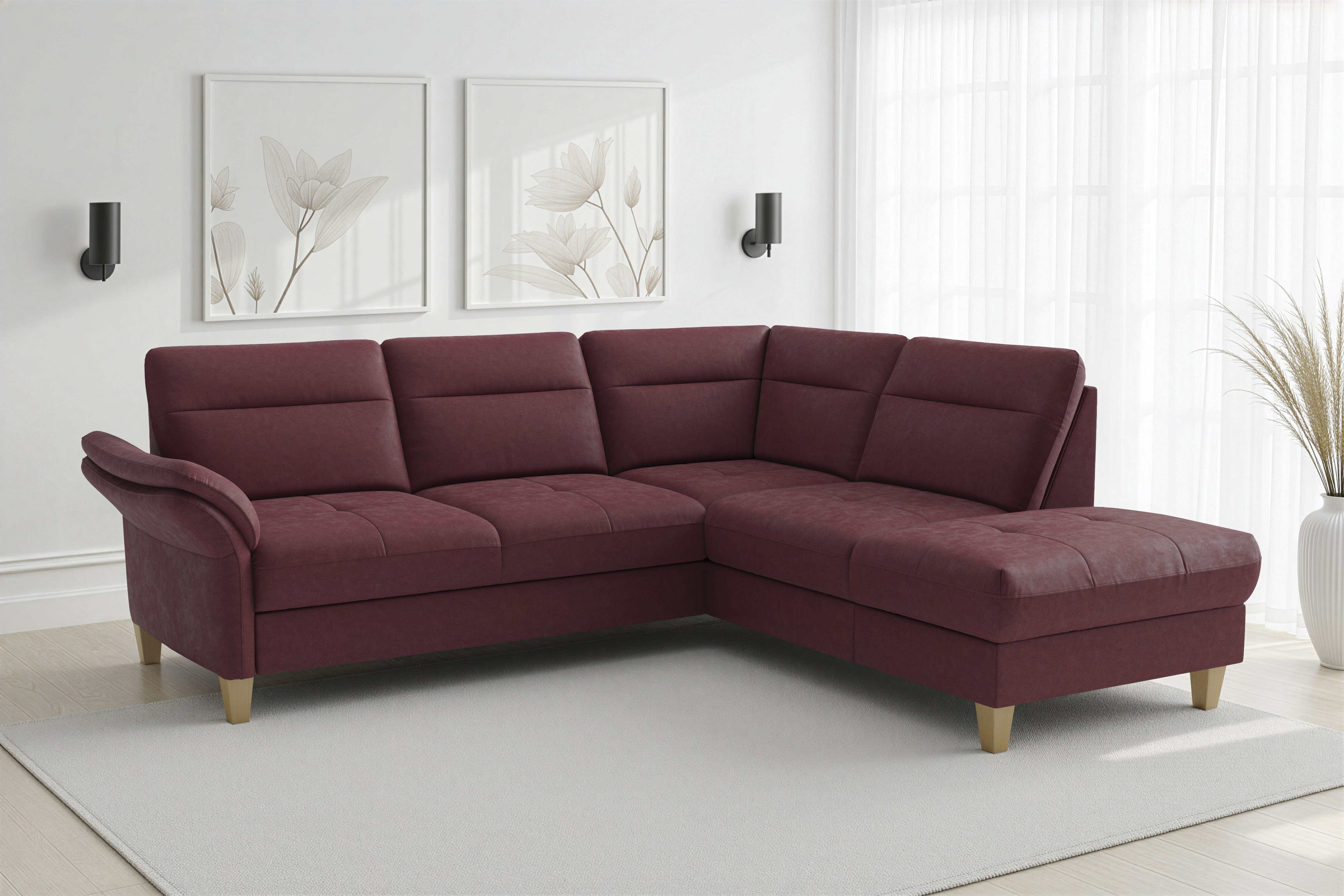 sit&more "Pamela L-Form, B: 218 cm, optional Schlaffunktion & Bettkasten" mit Federkern
