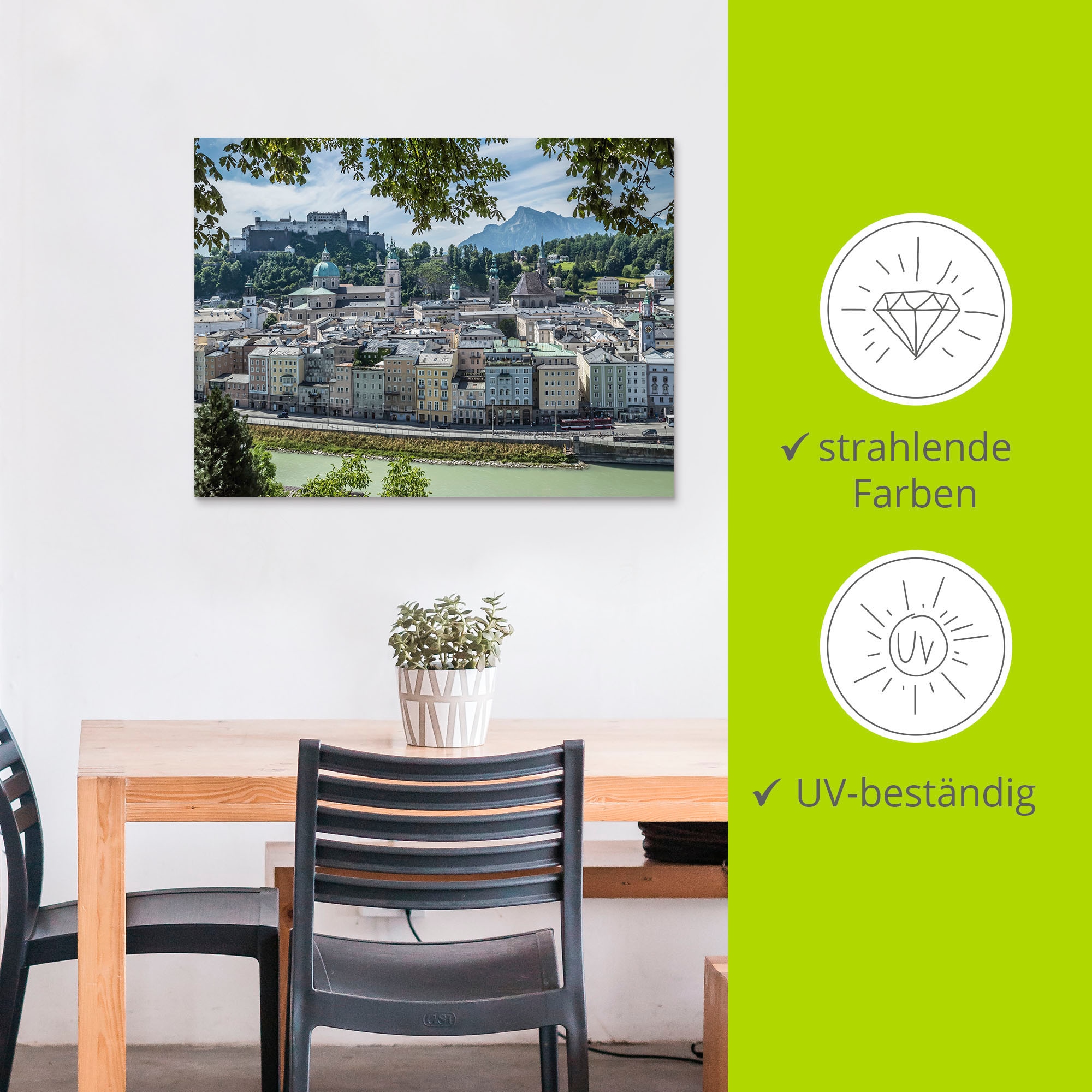 Artland Alu-Dibond-Druck »Salzburg Blick auf die Altstadt«, Österreich, (1 St.), für Innen- und Außenbereich geeignet, Outdoorbild