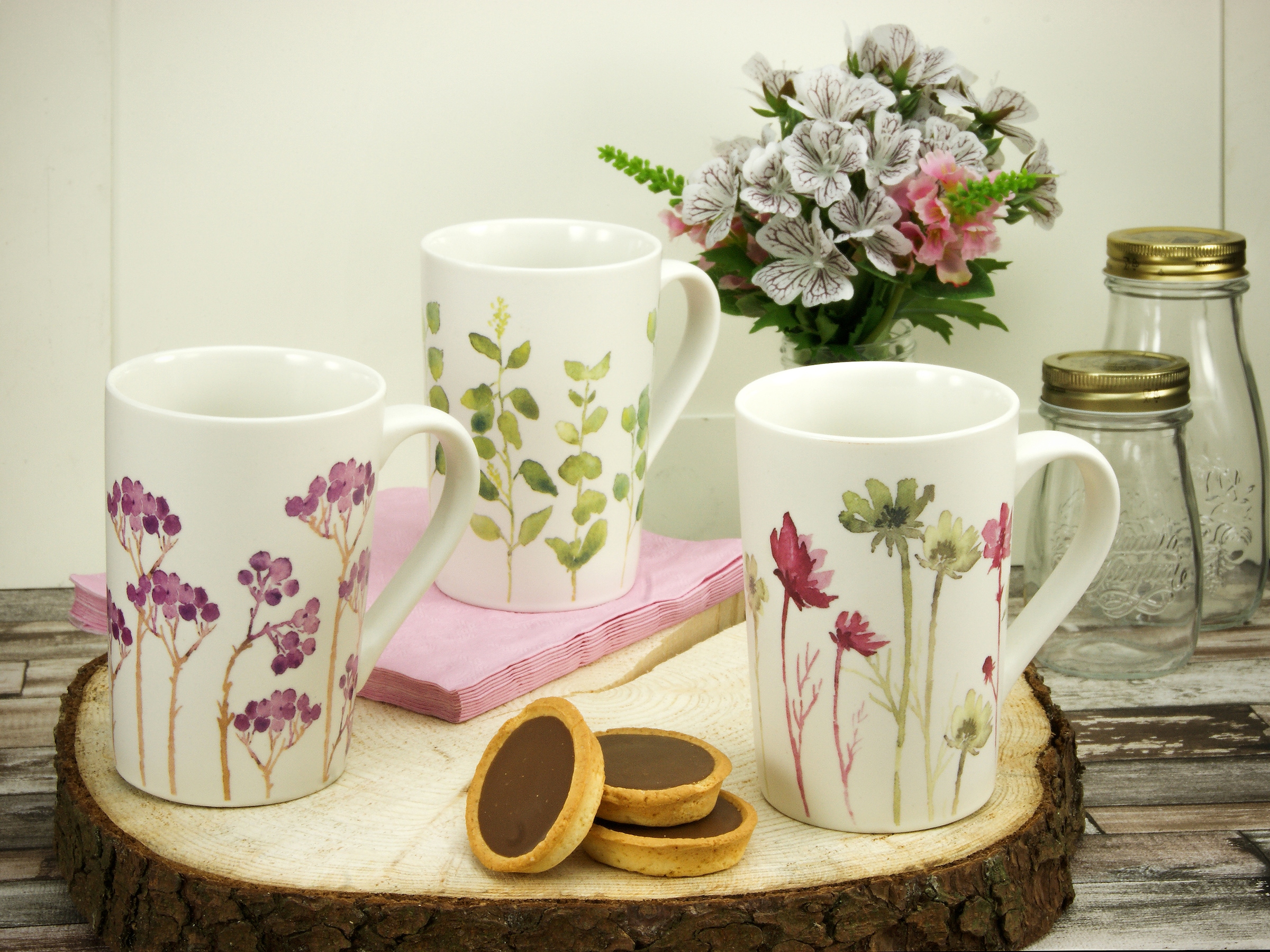 CreaTable Becher »Kaffeebecher Botanica«, (Set, 6 tlg.), Blumenmotive, Tassen Set, 6-teilig