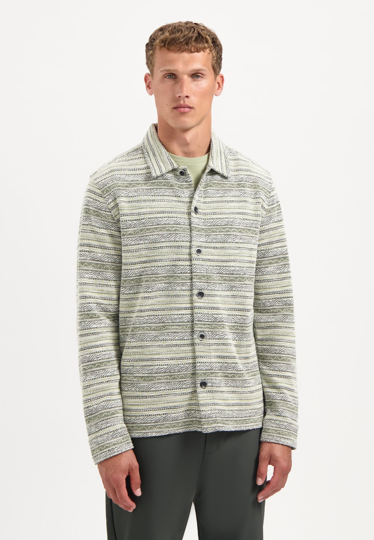 NO EXCESS Langarmhemd "No Excess Gestricktes Overshirt" günstig online kaufen