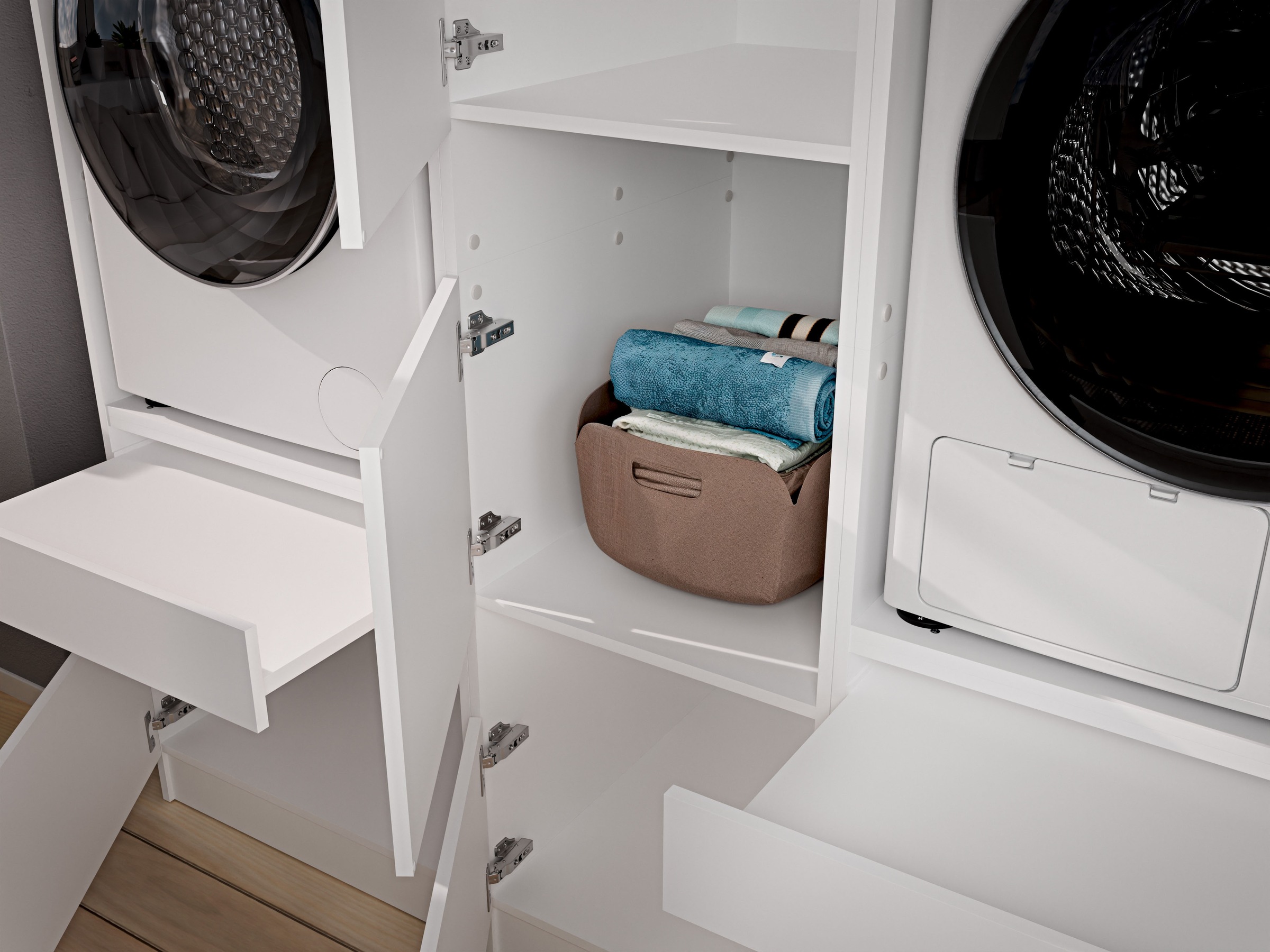 BASIC by Balculina Wäscheschrank »Washhome B/T/H 50x200x68 cm« 1 Stk. tlg. Breite 50cm, höhenverstellbare Metallfüße