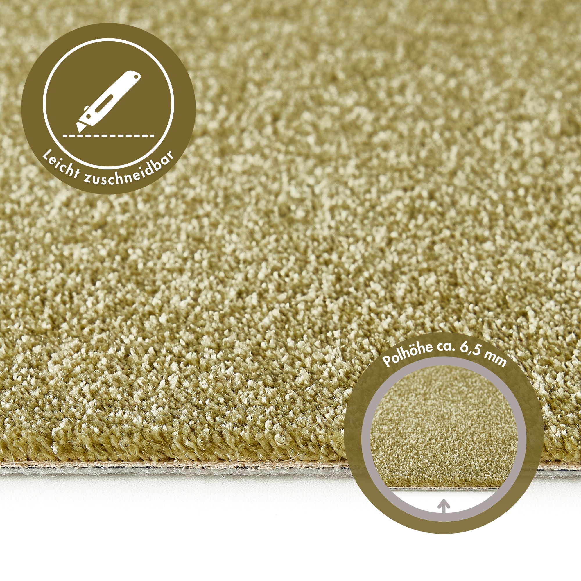 Andiamo Teppichboden »Verona, Velours, Made in Belgium«, rechteckig, 6 mm Höhe, Uni Farben, Breite 400 cm oder 500 cm, strapazierfähig, pflegeleicht