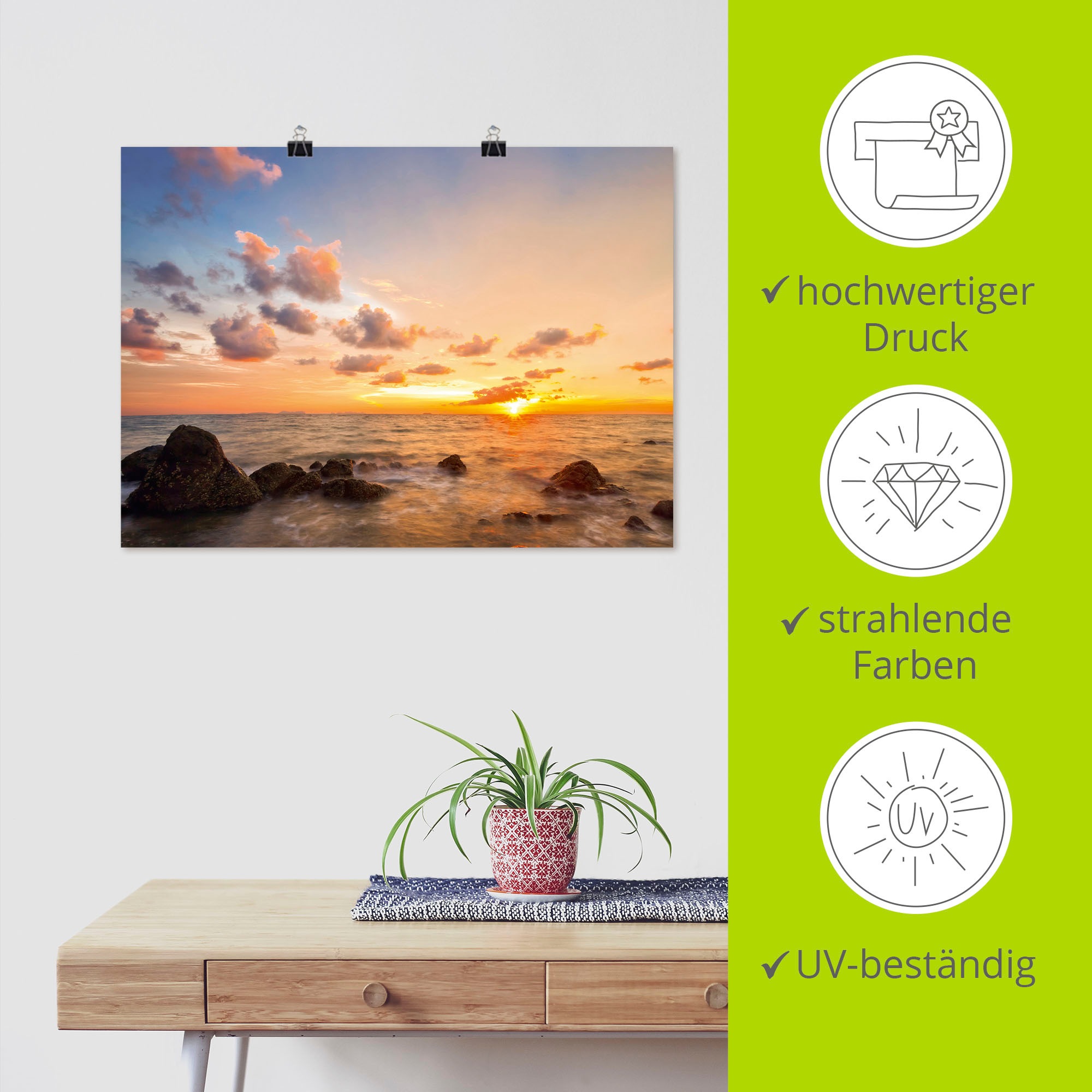 Artland Wandbild »Sonnenuntergang«, Sonnenaufgang & -untergang, (1 St.), als Alubild, Outdoorbild, Leinwandbild, Poster in verschied. Größen