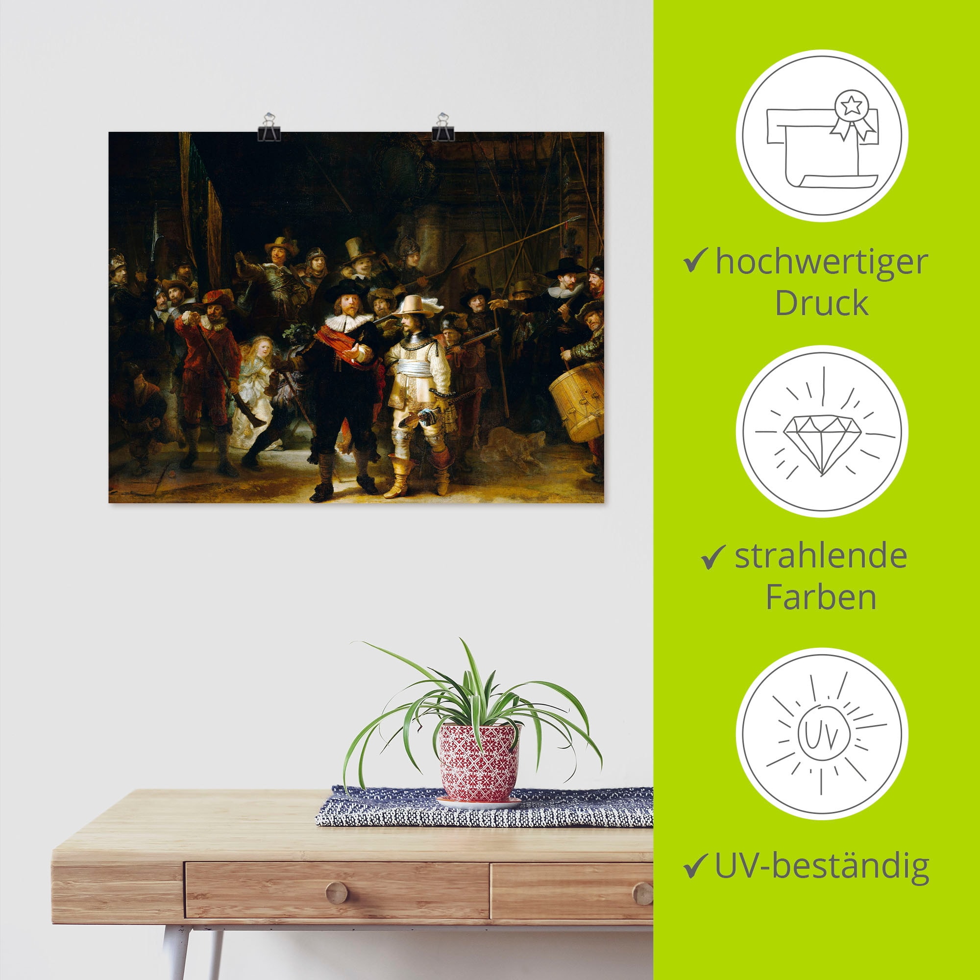 Artland Wandbild »Die Nachtwache. 1642«, Porträts, (1 St.), als Leinwandbild, Poster in verschied. Größen