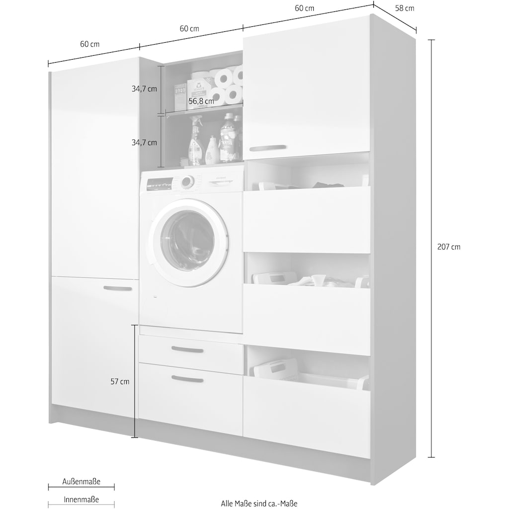 Express Küchen Schrank-Set »Arta«, (7 St.), ohne Geräte, vormontiert, mit Soft-Close-Funktion, Stellbreite 185cm