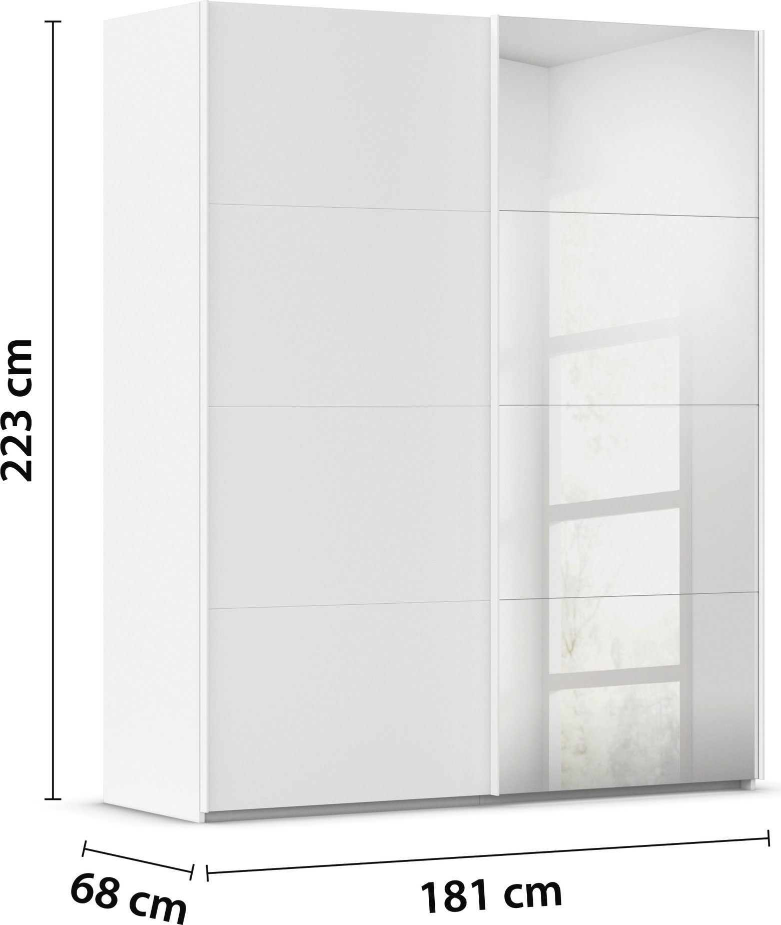 rauch Schwebetürenschrank »Kleiderschrank Schrank Garderobe Schlafzimmerschrank EVELYN«, in elegantem Stil mit Spiegel 5 Breiten viel Stauraum MADE IN GERMANY