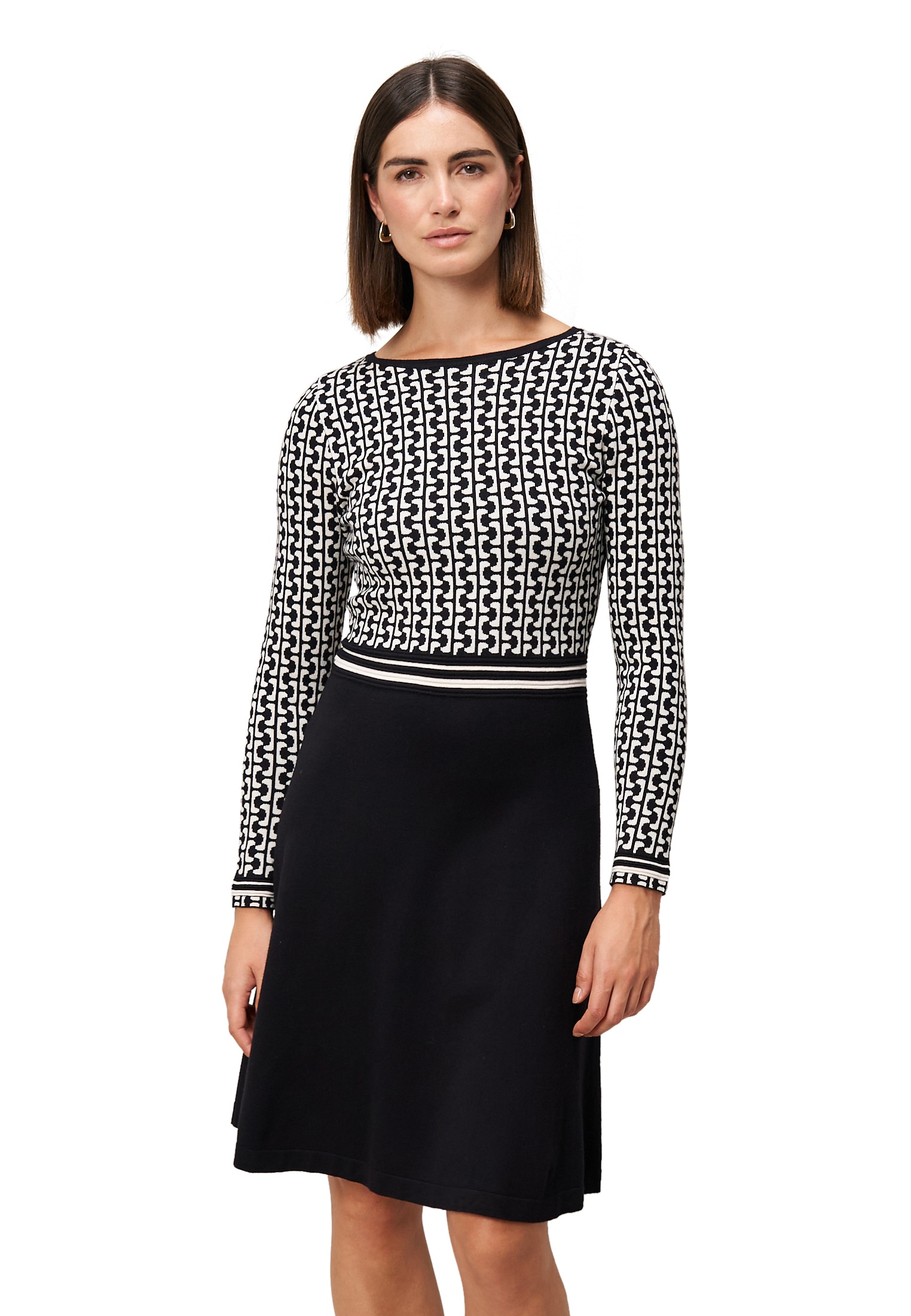 Zero Strickkleid "Damen grafisches Muster" Ohne Tasche Plain/ohne Details günstig online kaufen