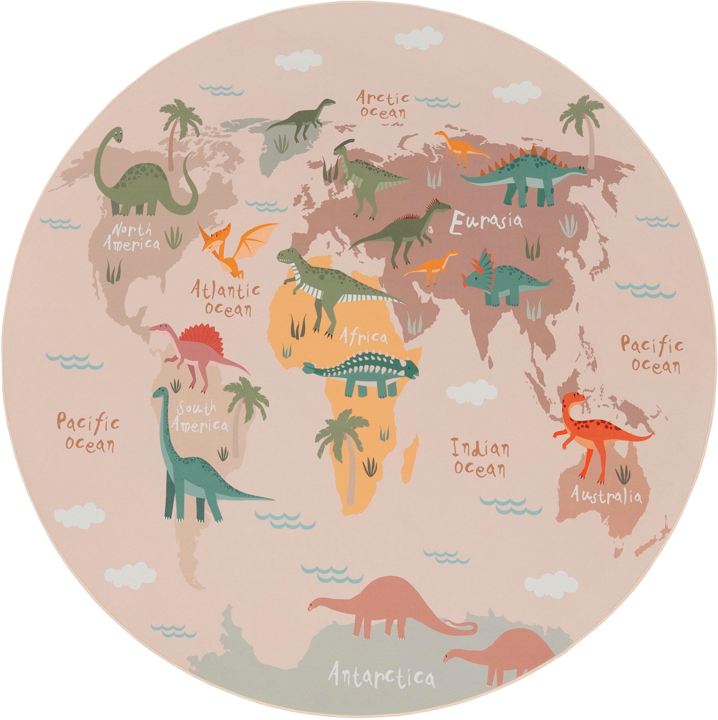 Paco Home Kinderteppich "Bino 583" rund 4 mm Höhe Spielteppich, Motiv Weltk günstig online kaufen