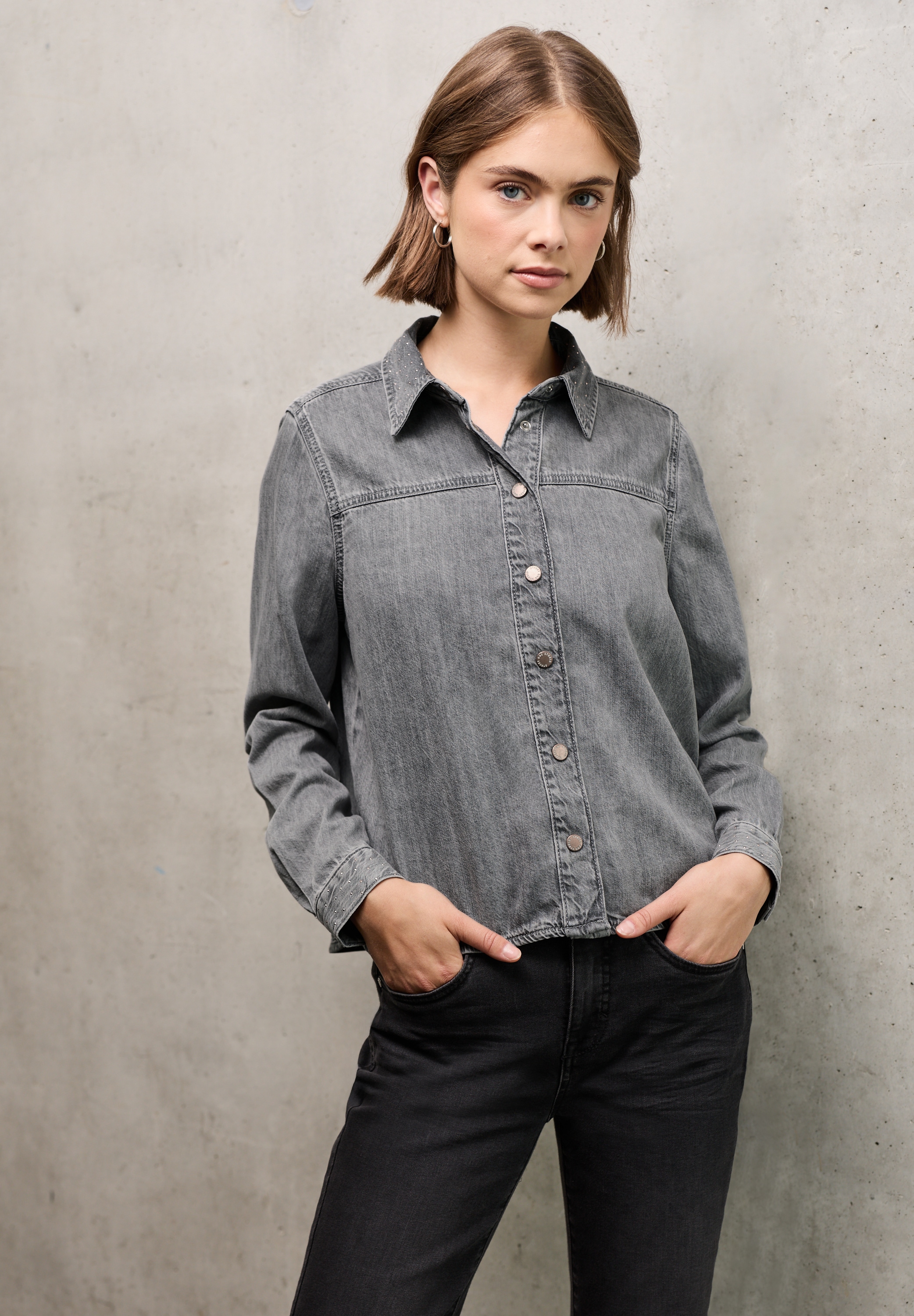 STREET ONE STUDIO Kurzjacke ohne Kapuze mit Knopfleiste