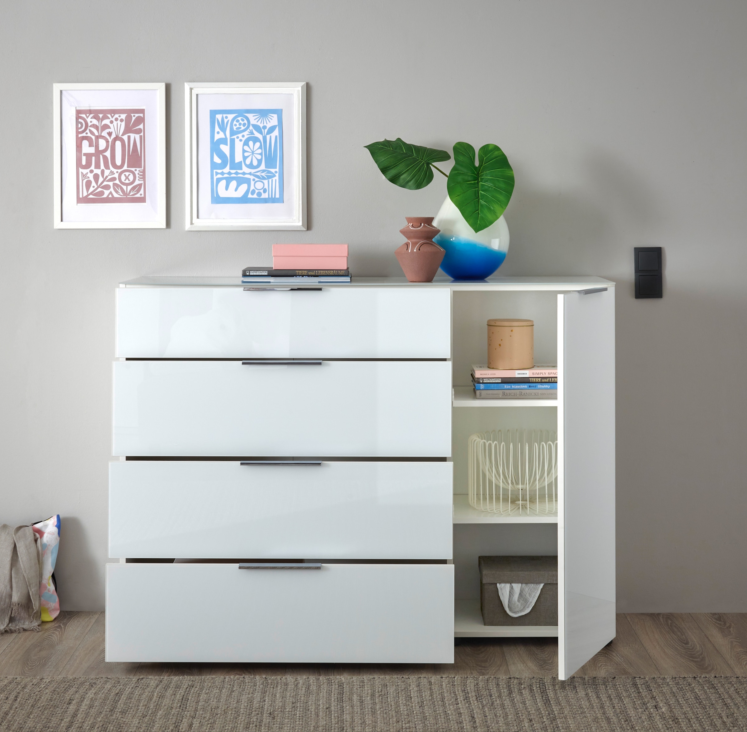 HBZ Kommode »Santorin, BxHxT 135x99x40 cm«, (1 St.), Breite 135cm, Softclose für Türen und Schubkästen, Melaminbeschichtung