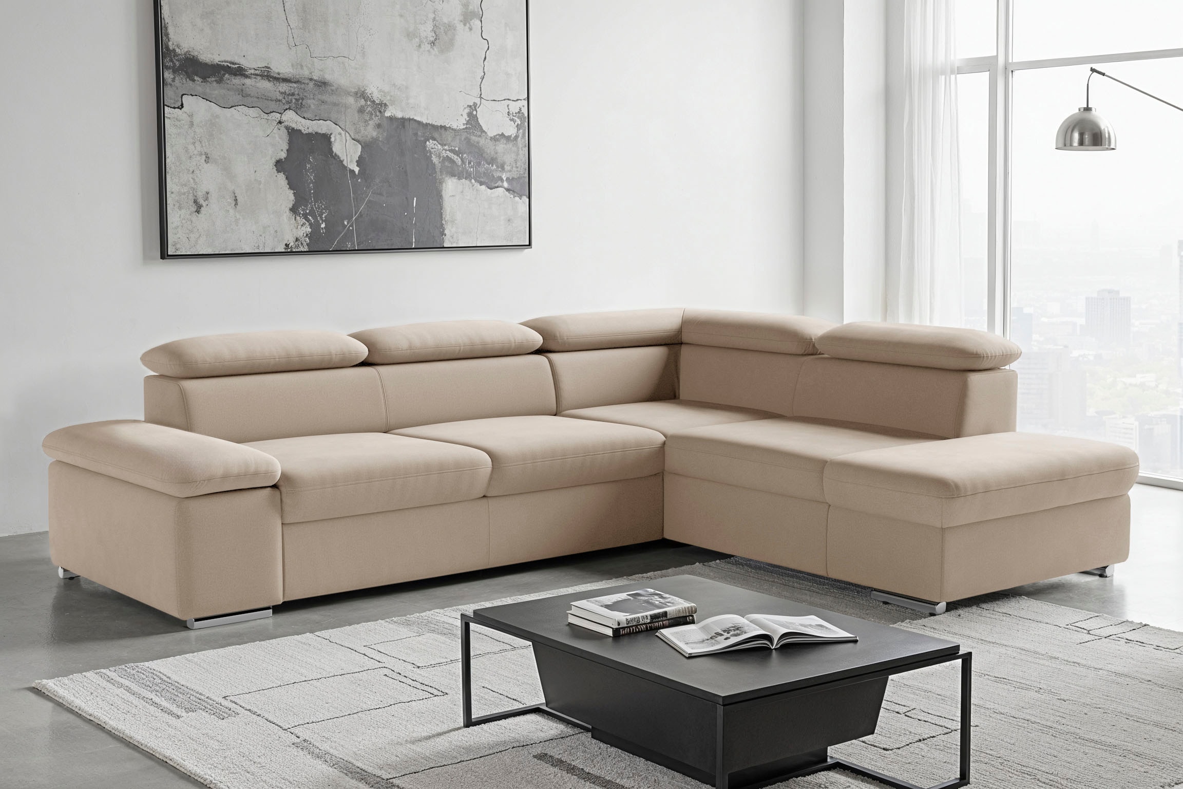 sit&more Ecksofa "Valantine L-Form, B: 272 cm, Armteilverstellung, Kopfteilverstellung" optional Schlaffunktion, Komfortsofa, modern