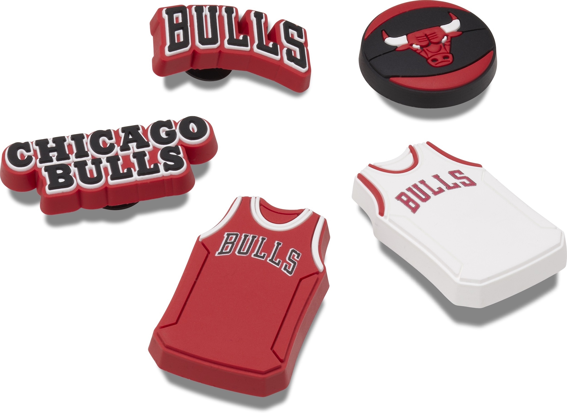 Crocs Schuhanstecker »Jibbitz™ NBA Chicago Bulls«, (Set, 5 tlg., Kein Spielzeug. Nicht für Kinder unter 3 Jahren geeignet)