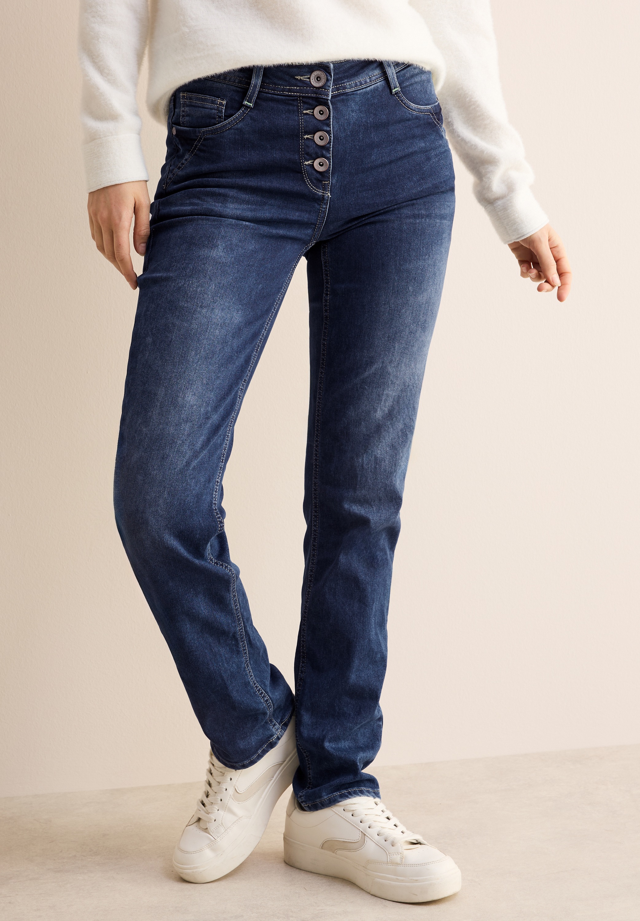 Cecil Straight-Jeans, mit Knopfleiste