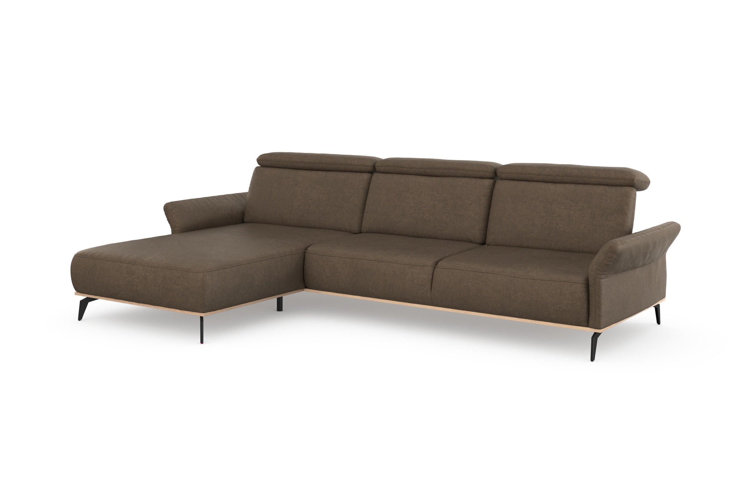 Ecksofa HOME AFFAIRE "Fjord L-Form", braun (coffee), B:324cm H:93cm T:184cm, 100% Polyester, Sofas, Ecksofa, massiv, wahlweise mit Armlehnfunktion, Kopf- Sitztiefenverstellung 8