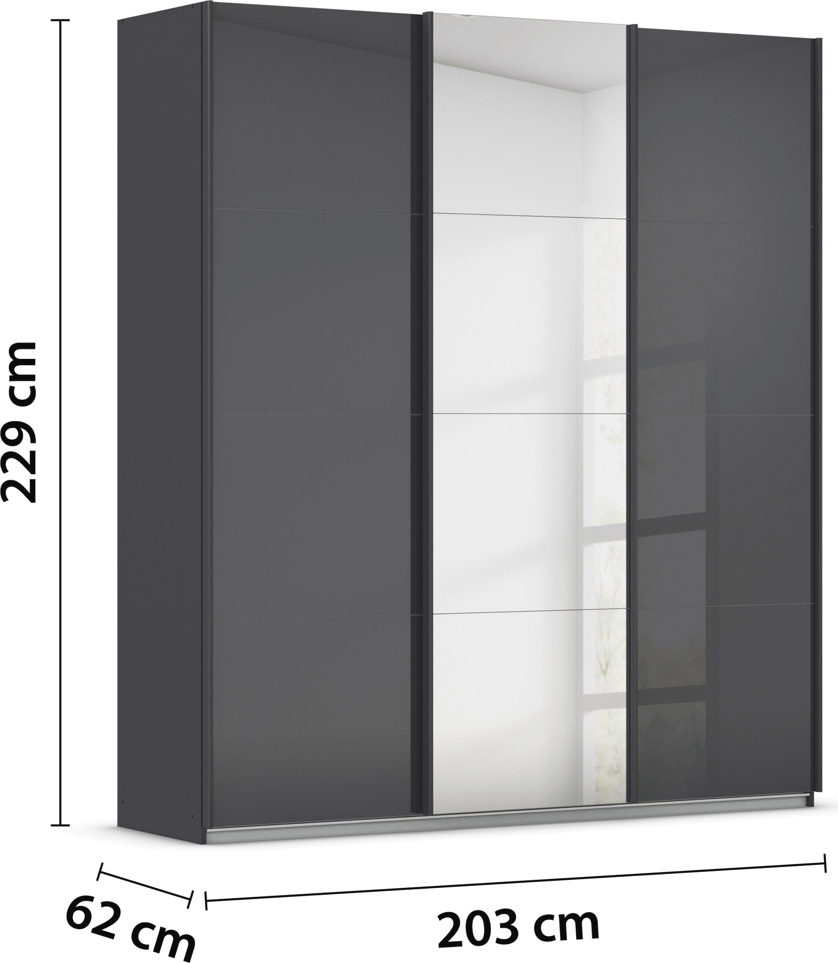 rauch Schwebetürenschrank »Kleiderschrank Kleiderschränke Schrank Garderobe AGORDO mit Glasfront«, durchdachte Innenausstattung, in 4 Breiten und 2 Höhen MADE IN GERMANY