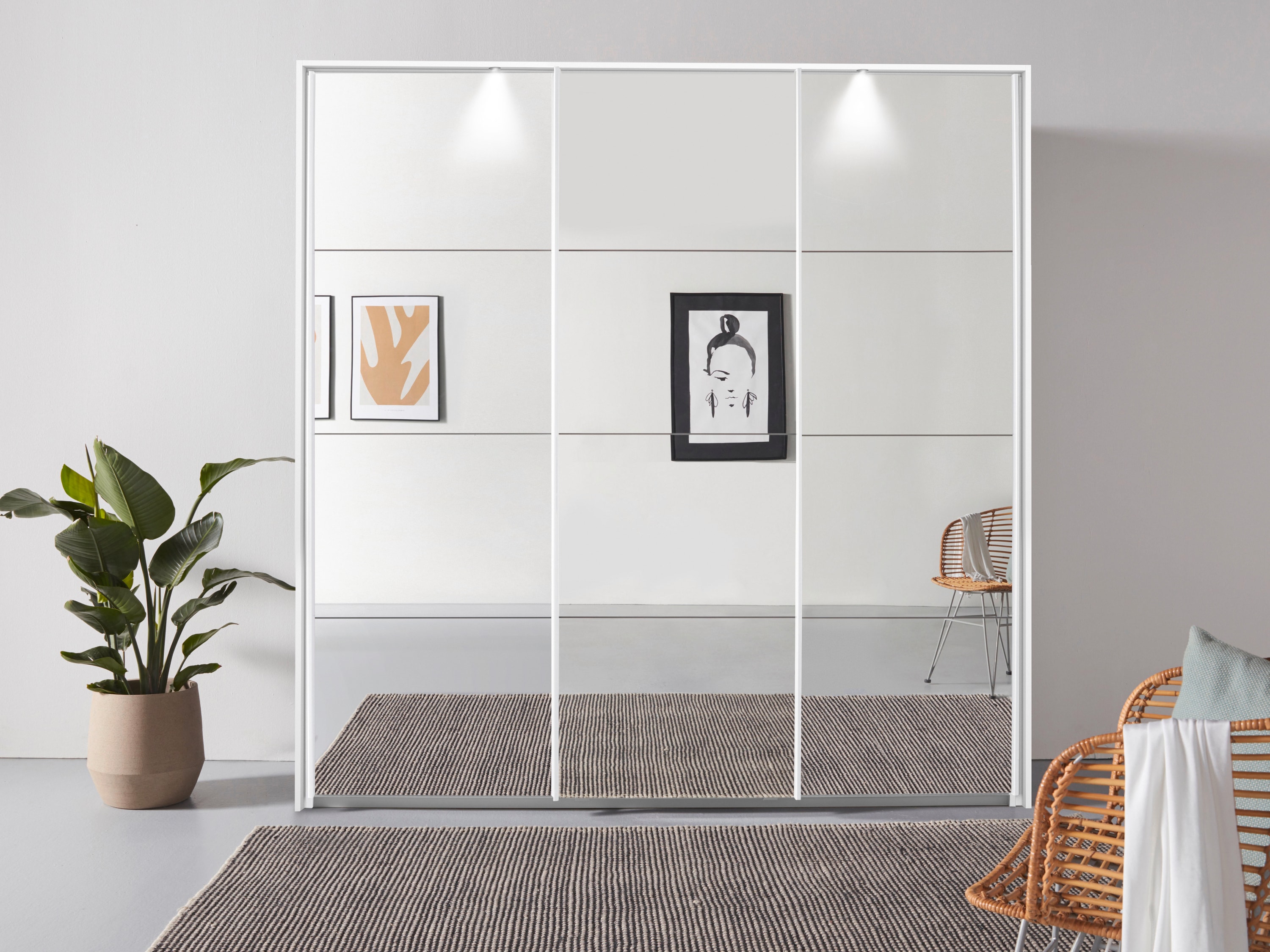 OTTO home "Mehrzweckschrank Aktenschrank Möbel Mietswohnung Schlafzimmer OTELI" Breiten 211/278/323/368 cm Höhen 214/233 cm, inkl. Passepartout optional mit Beleuchtung MADE IN GERMANY