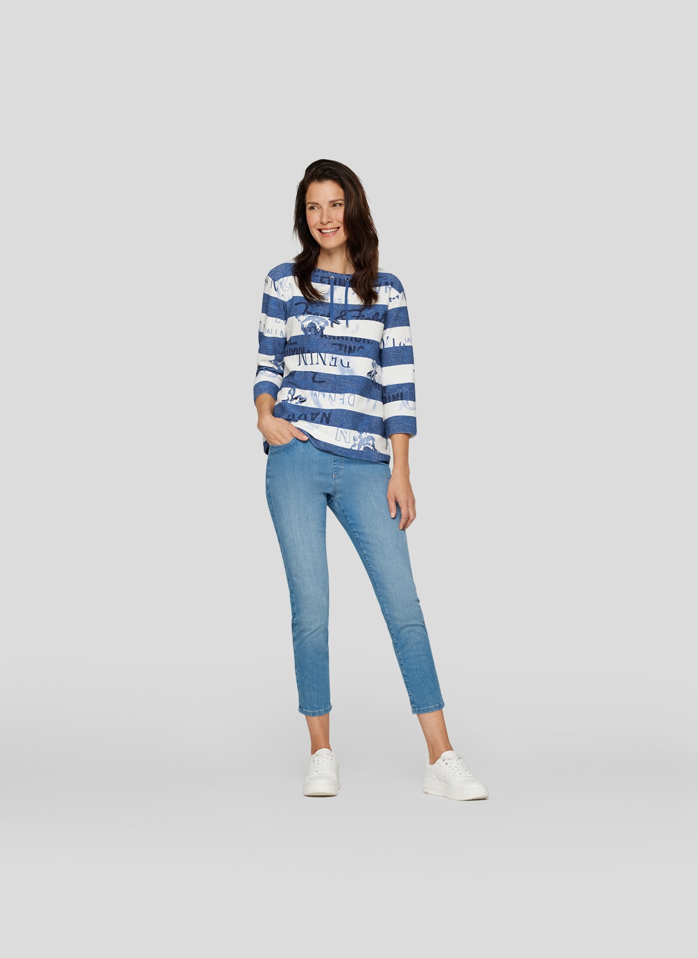 Rabe 3/4-Arm-Shirt, mit Streifenmuster und Print
