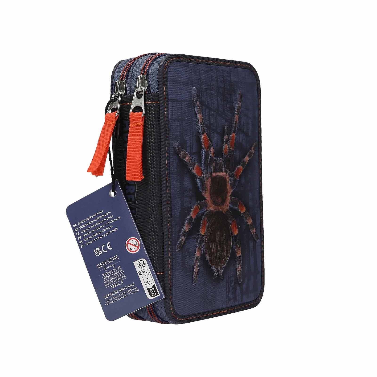 Depesche Buntstift »2-Fach Federtasche mit Spinne Adventure World 5,5 x 12 x 19 cm blau-orange«