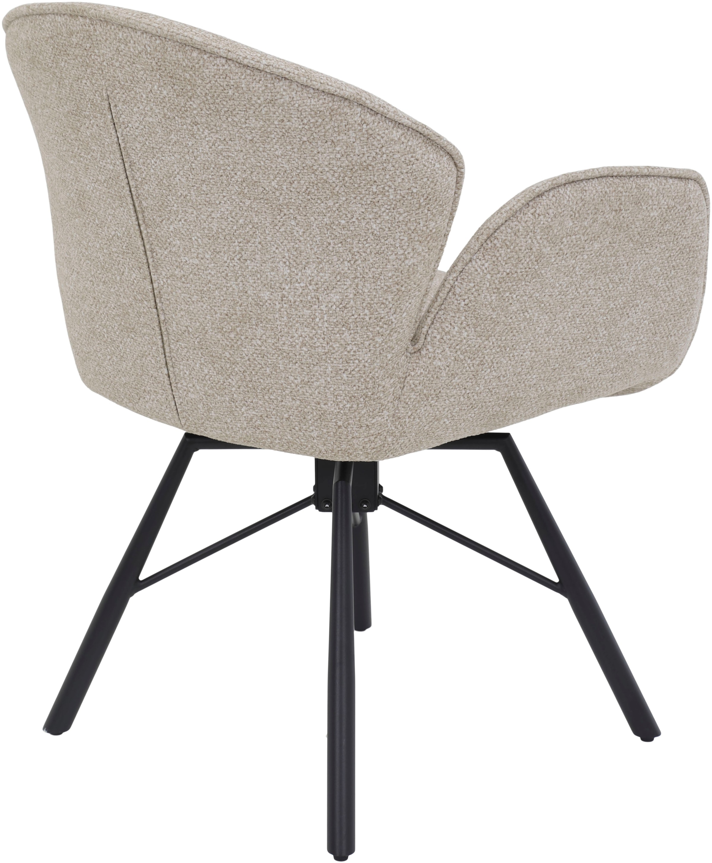 HELA 4-Fußstuhl »BRISTOL, Armlehnen Stuhl, Sessel, Esszimmerstuhl«, (Set), 2 St., Microfaser-Bouclé, 360° drehbar mit Auto-Return,gepolstert,Boucléoptik,Armlehnen