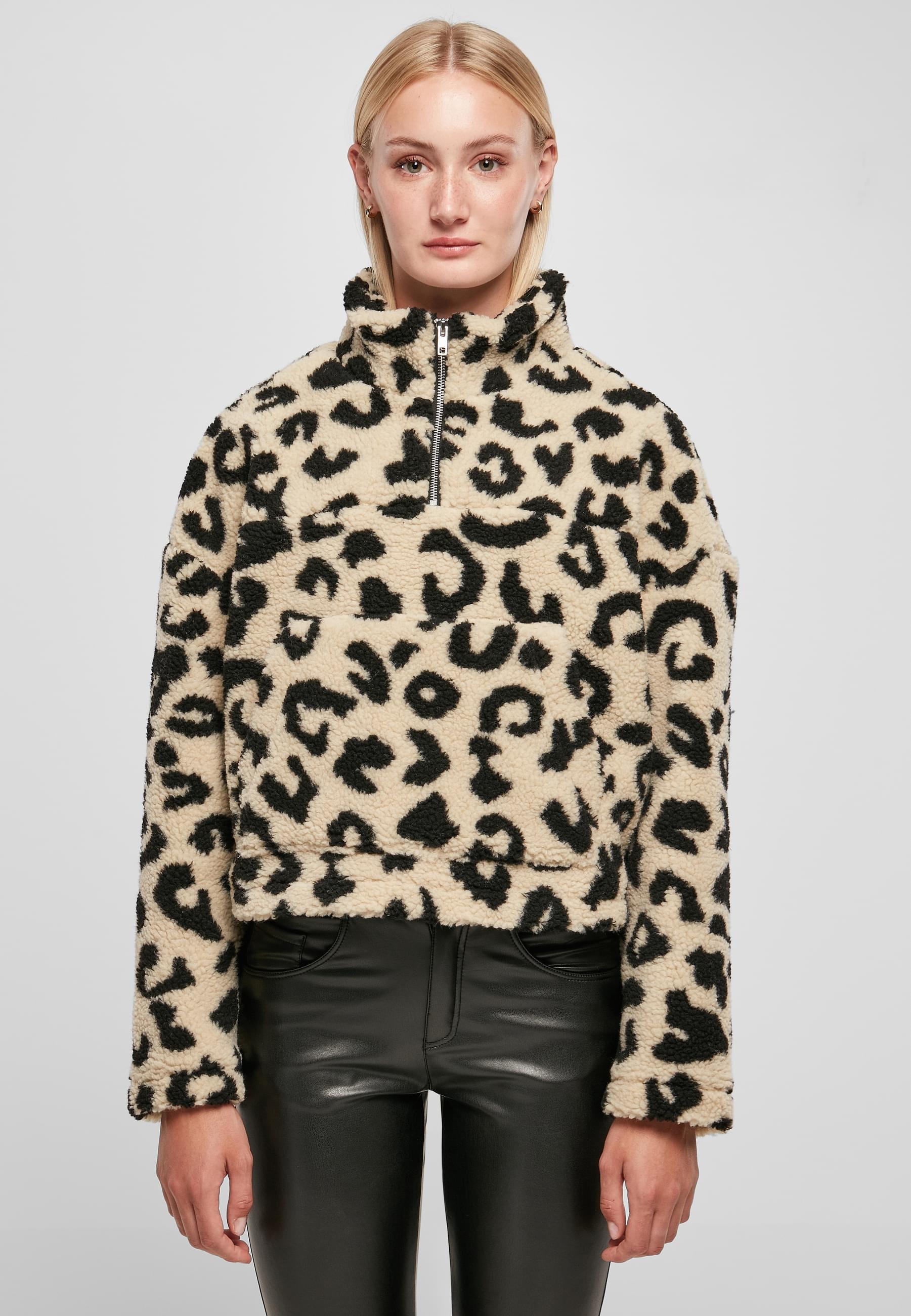 URBAN CLASSICS Sweatjacke »Urban Classics Damen Ladies Short AOP Sherpa Troyer«