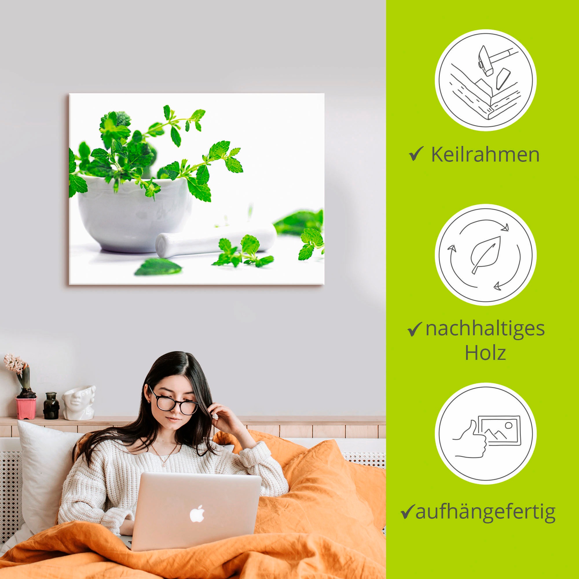 Artland Wandbild »Melissa officinalis«, Lebensmittel, (1 St.), als Leinwandbild, Poster in verschied. Größen