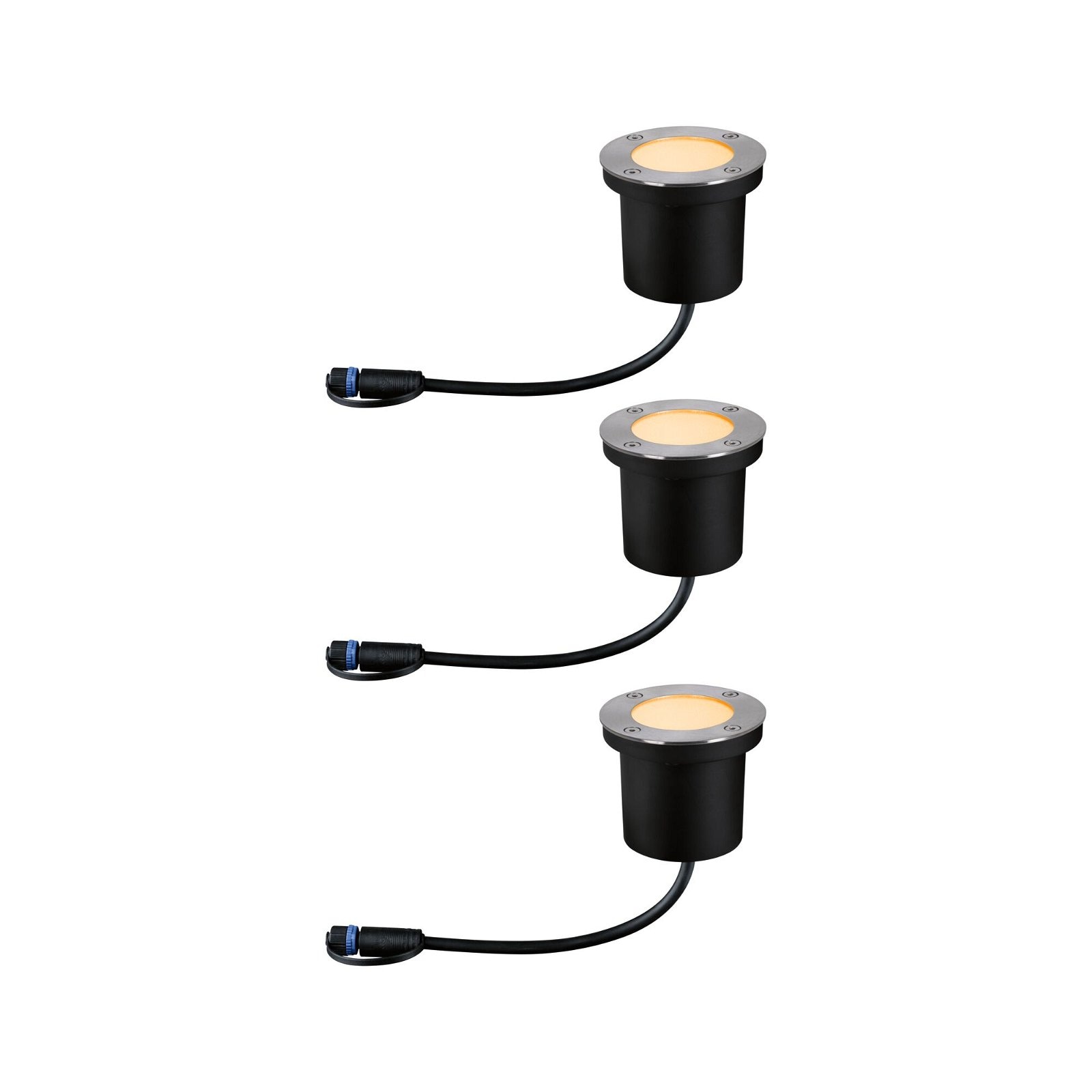 Paulmann LED Einbauleuchte »Plug & Shine Floor Basisset IP67 2200K 3x4,5W Anthrazit«, 3 flammig-flammig, Bodeneinbauleuchte, Insektenfreundlich