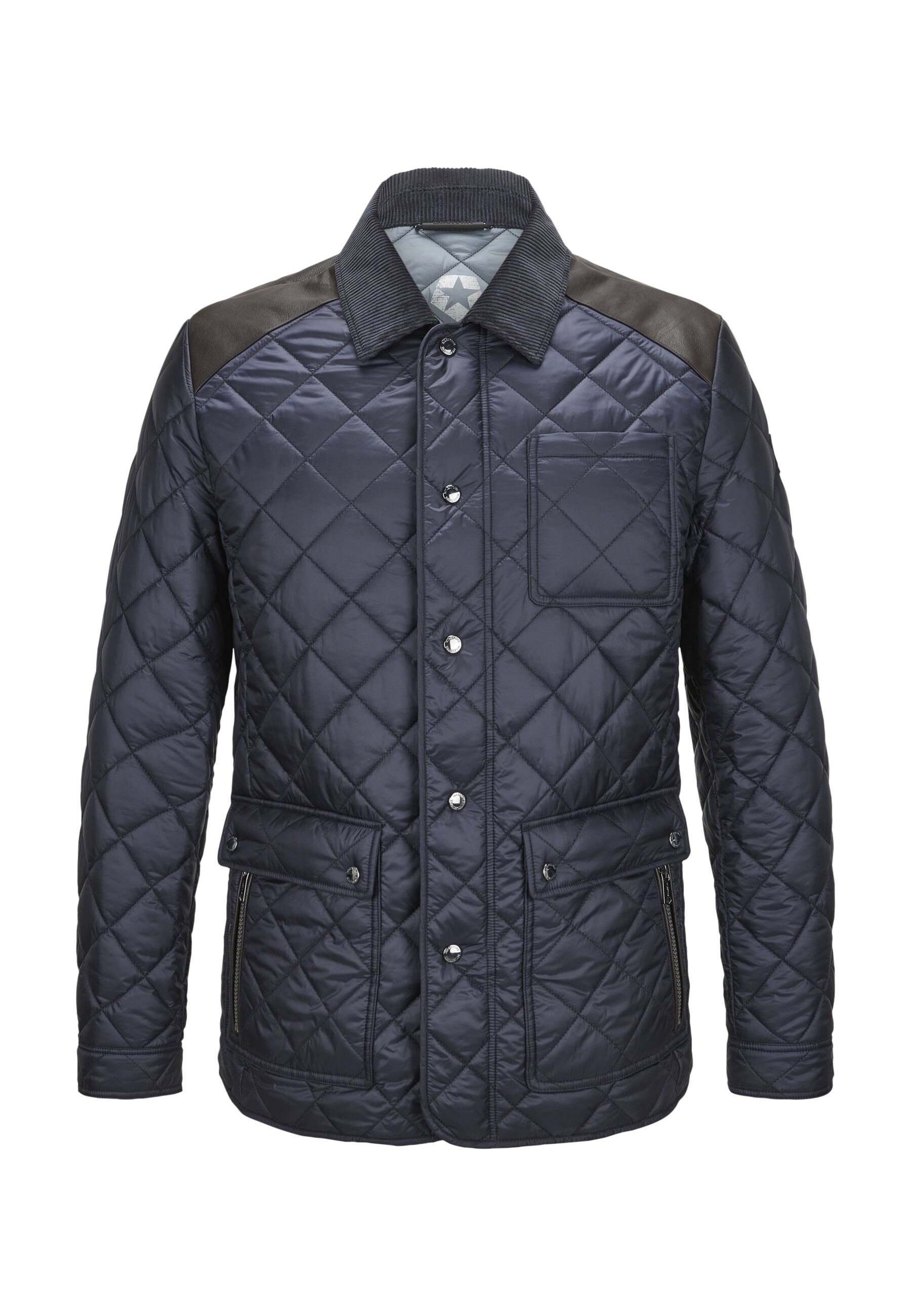 Milestone Steppjacke "MSSantos" ohne Kapuze Ledereinsätze an Schultern und Ellbogen