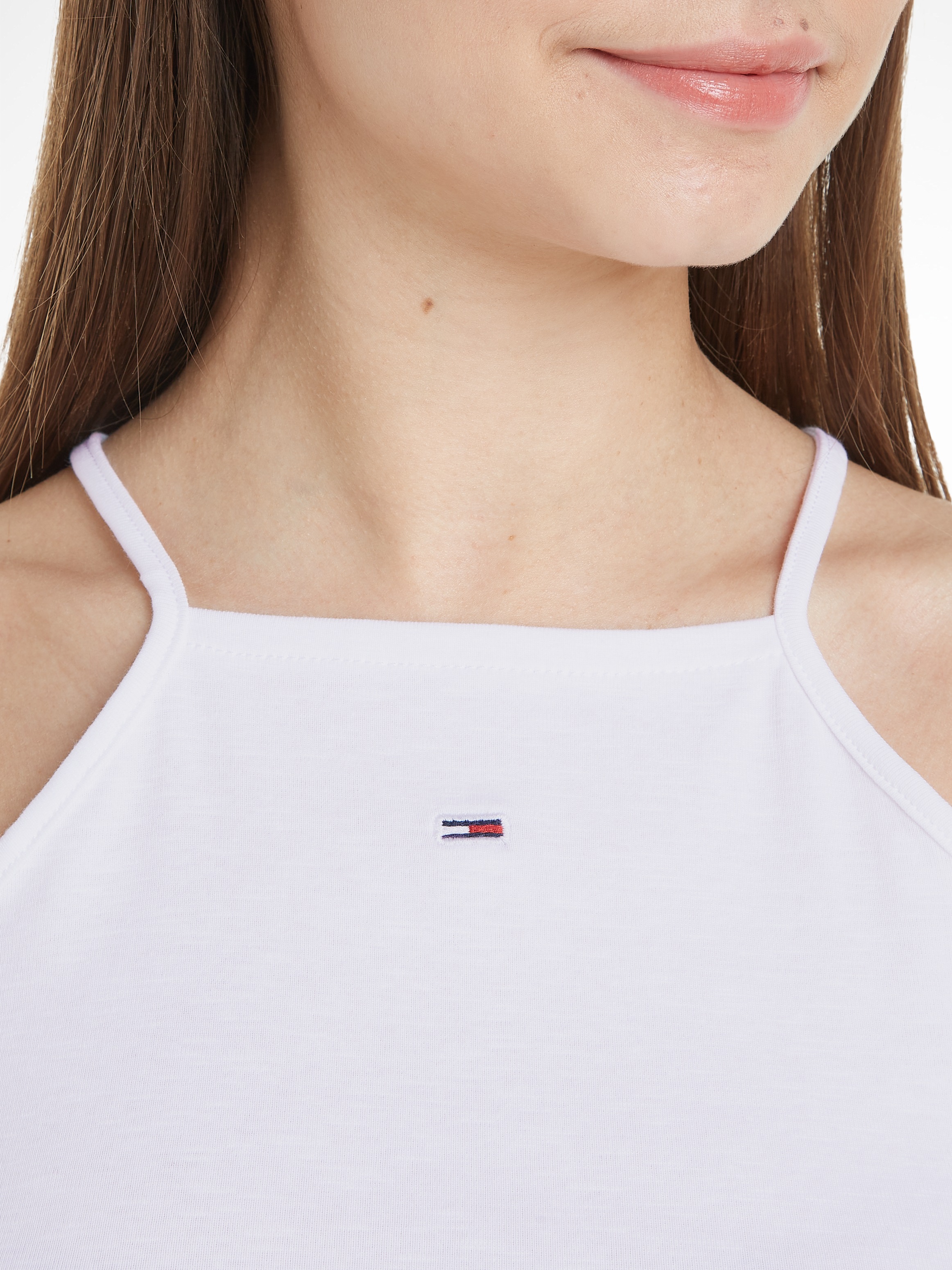 Tommy Jeans Spaghettitop »TJW SLIM CRP BABYLOCK RIB TOP« mit gewelltem Abschluss am Saum