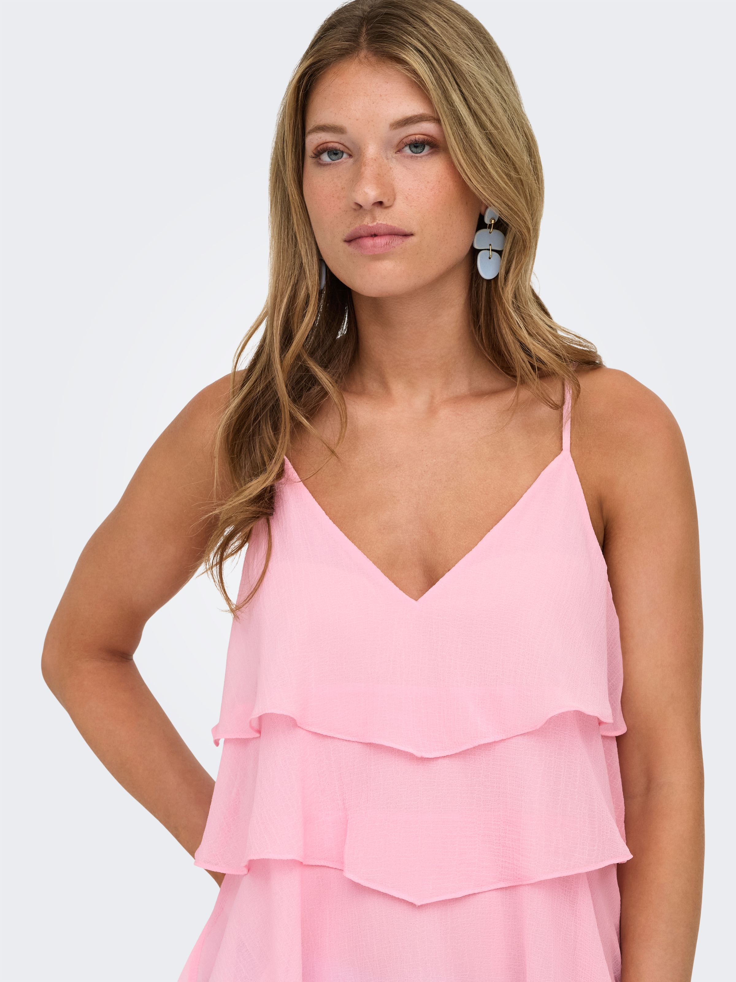 ONLY Trägertop »ONLLINN LIFE FLOUNCE SINGLET WVN NOOS« Kunstfaser, regular fit
