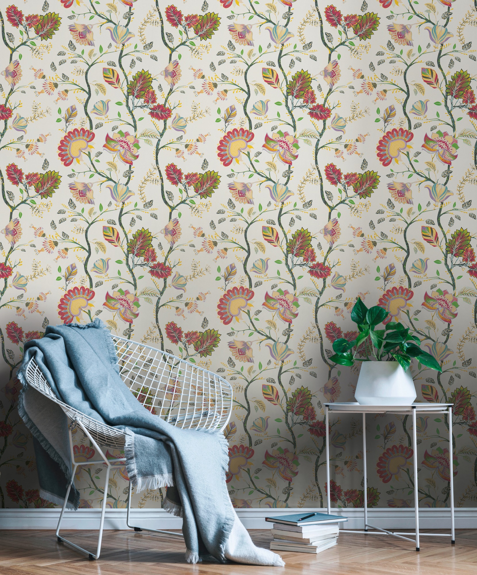 A.S. Création Vliestapete »Bunte Floral« geblümt leicht strukturiert Vliestapete floral Blumen Landhaus, Bunt und Creme