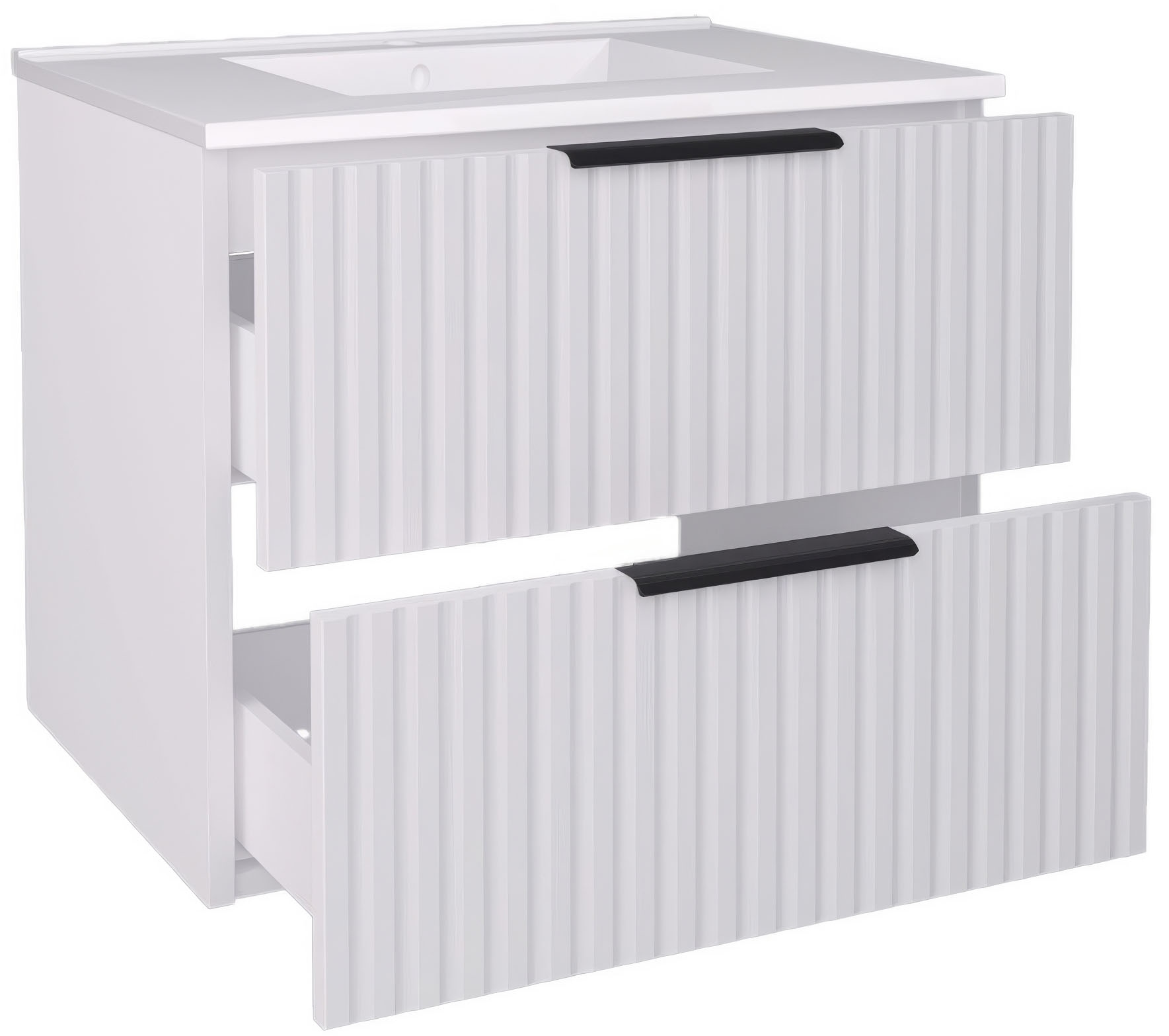 welltime »TIBU mit Waschbecken. 2 Schubladen. 2 Breiten (60/80cm) und 4 Farben« Badschrank mit Waschbecken, Softclose, Maße B/H/T: 61/53/47 cm