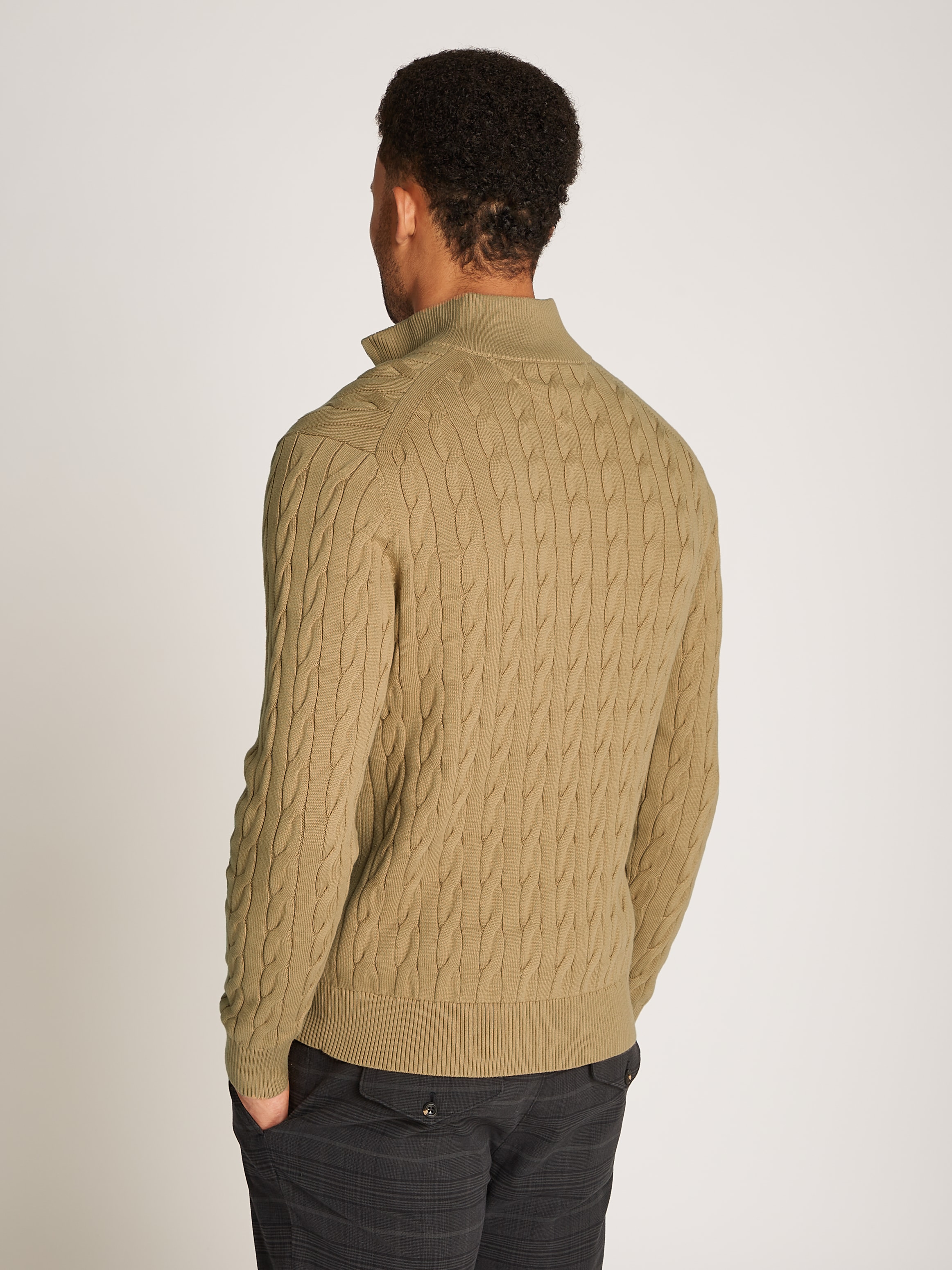 Tommy Hilfiger Strickpullover »CLASSIC COTTON CABLE ZIP MOCK«, mit modischem Zopfmuster