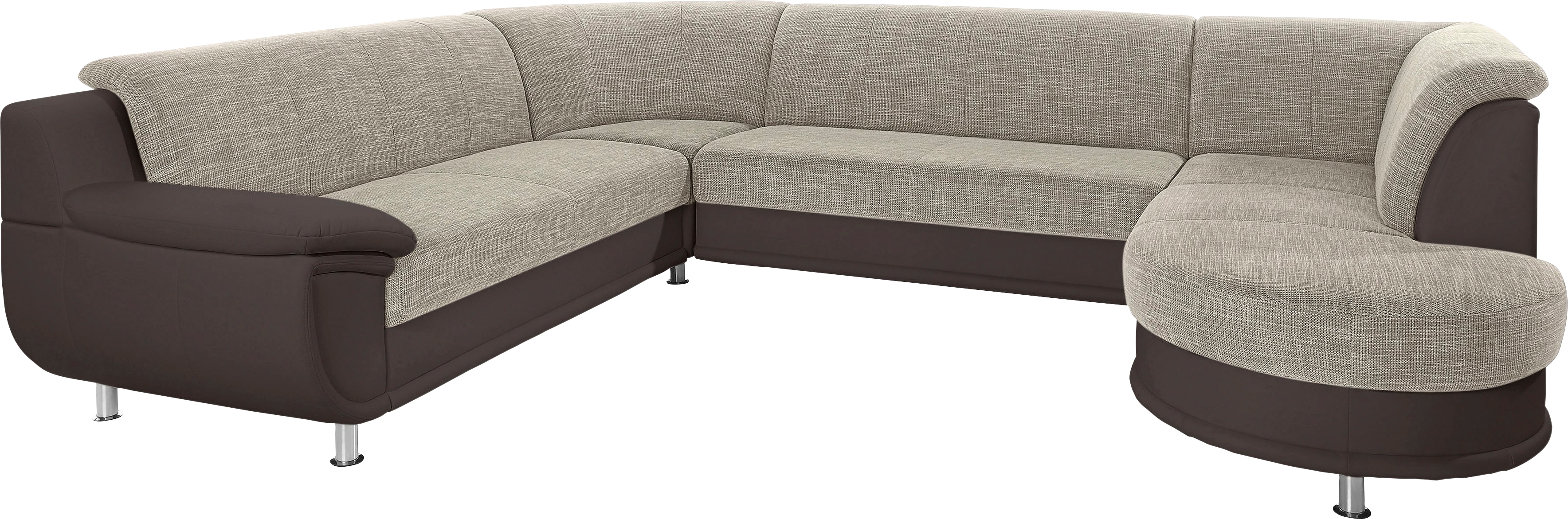 Thumbnail - TRENDMANUFAKTUR Wohnlandschaft "Rondo 3, zeitlos und modern, im Materialmix, U-Form" wahlweise für mehr Komfort mit Fede...