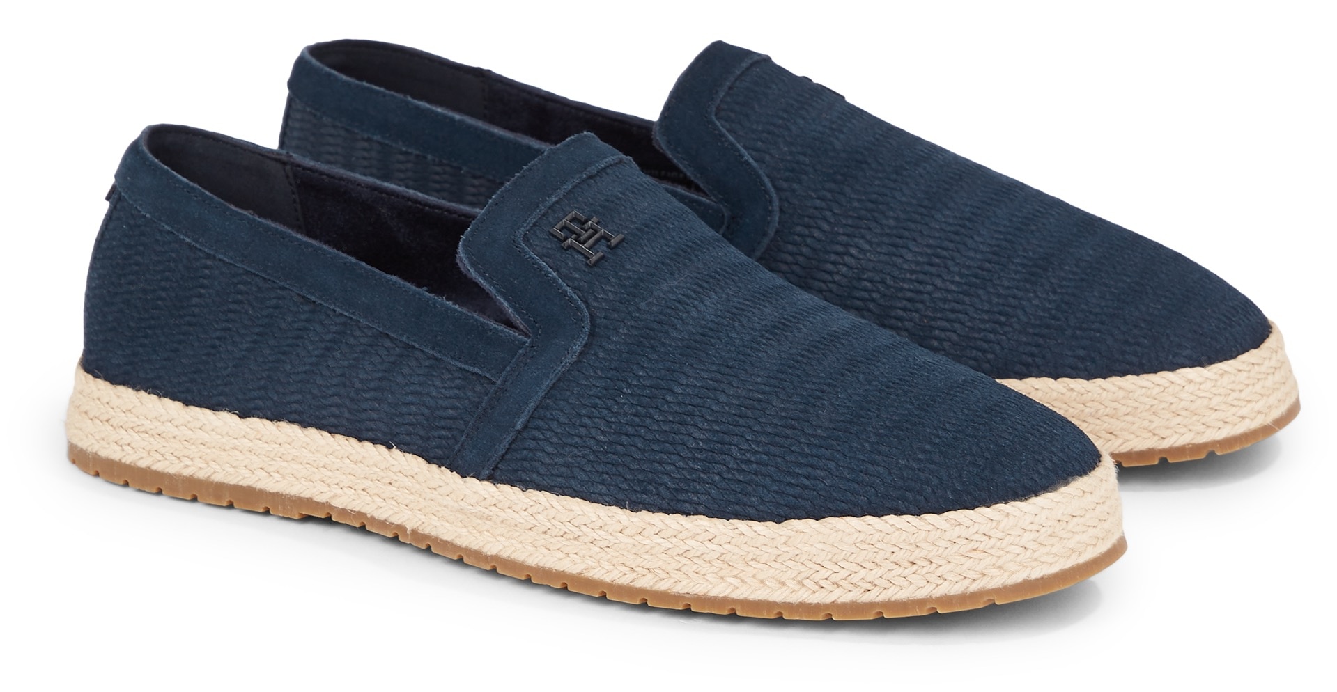 Tommy Hilfiger Espadrille »TH ESAPDRILLE CLASSIC SUEDE«, Slipper, Loafer, Strandschuh, Sommerschuh mit Bastbezug an der Sohle