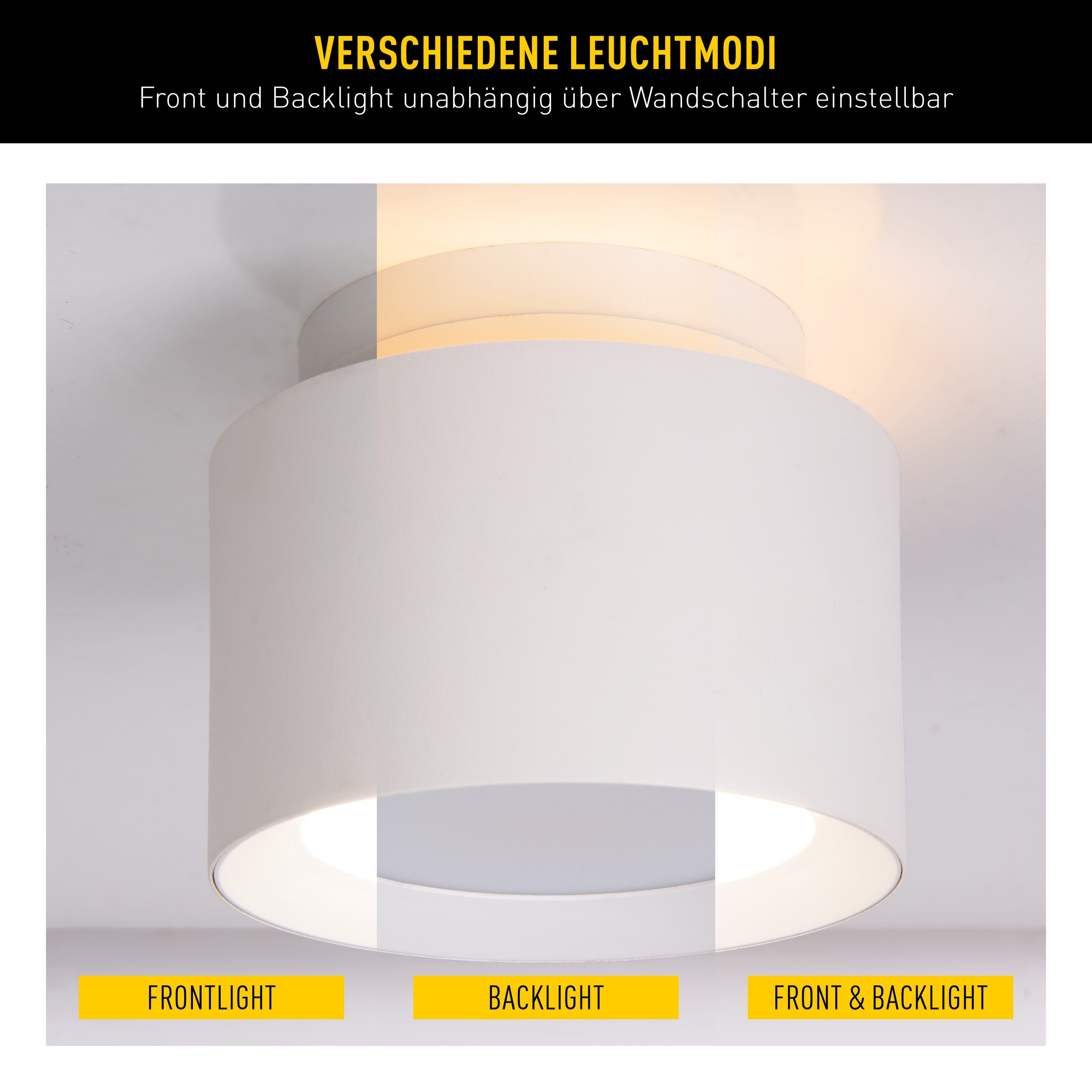 näve LED Deckenleuchte »Trimes« LED-Modul 1 Stk. warmweiß - kaltweiß rund, dimmbar, CCT per Schiebeschalter, Nachtlicht, Backlight, Memory