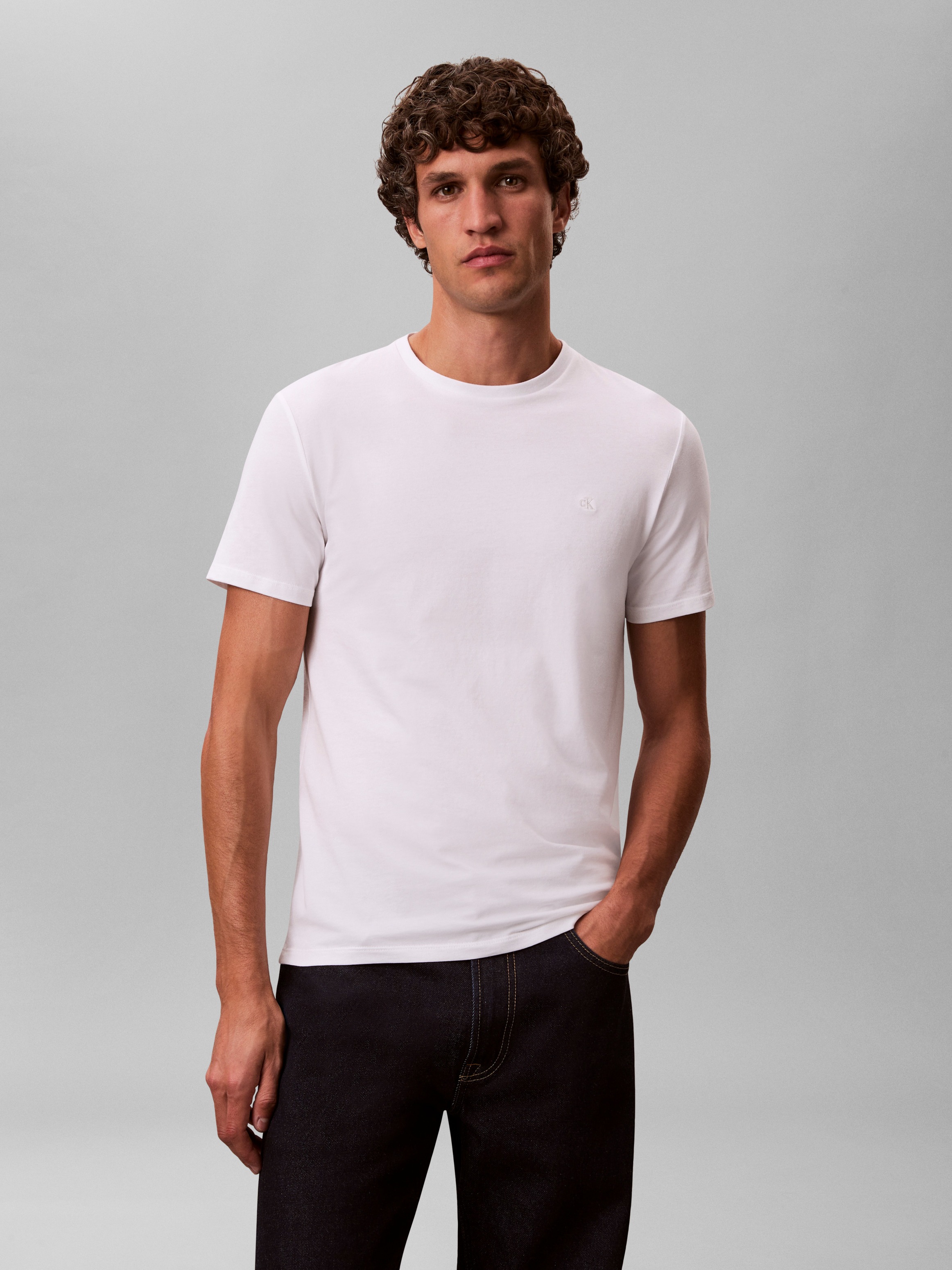 Calvin Klein T-Shirt »SS STRETCH COTTON SLIM TEE« Mit Rundhalsausschnitt