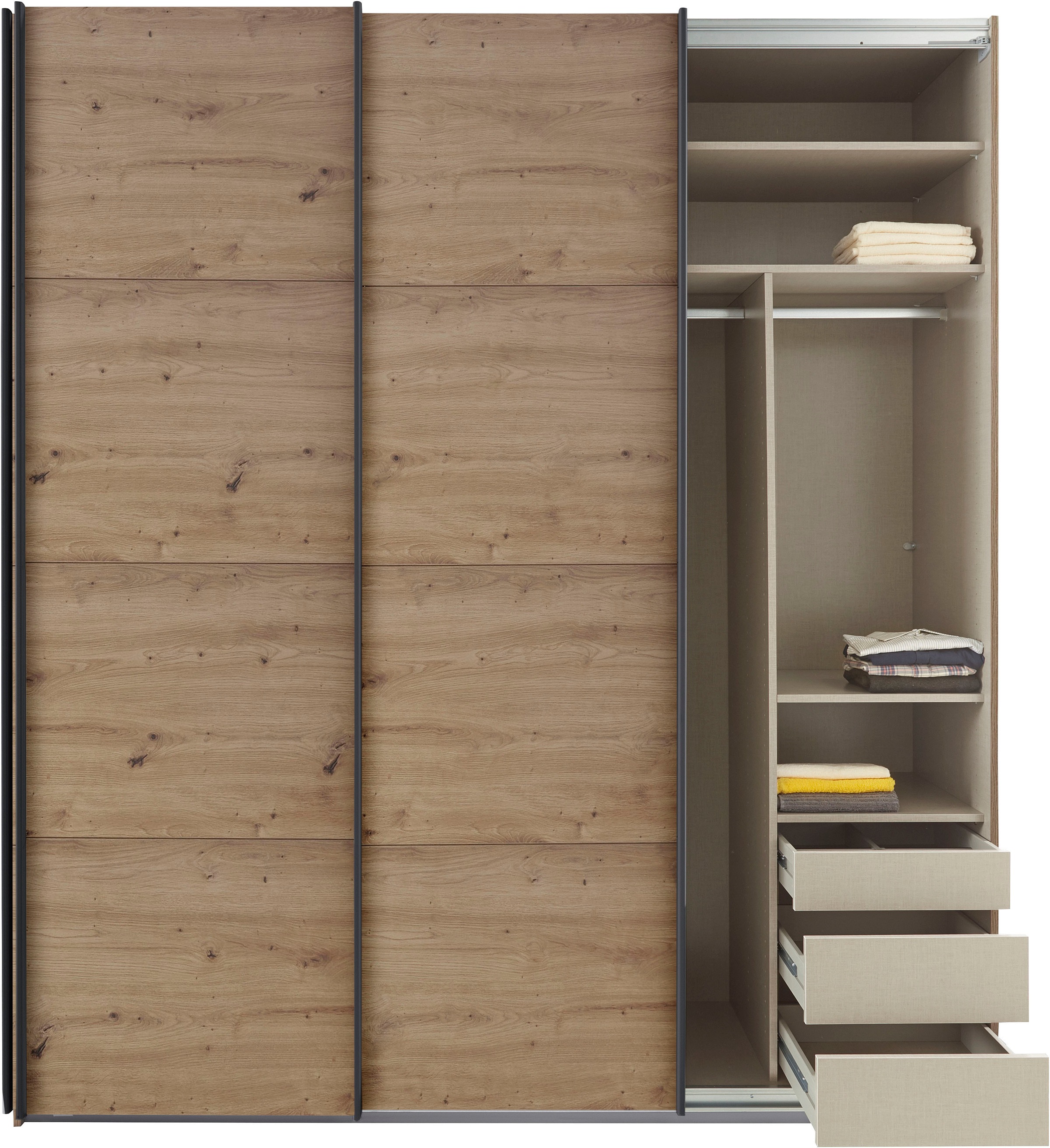 rauch Schwebetürenschrank »Kleiderschrank Schrank Garderobe TOPSELLER OTELI inkl. Inneneinteilung«, mit 3 Innenschubladen sowie zusätzlichen Einlegeböden MADE IN GERMANY
