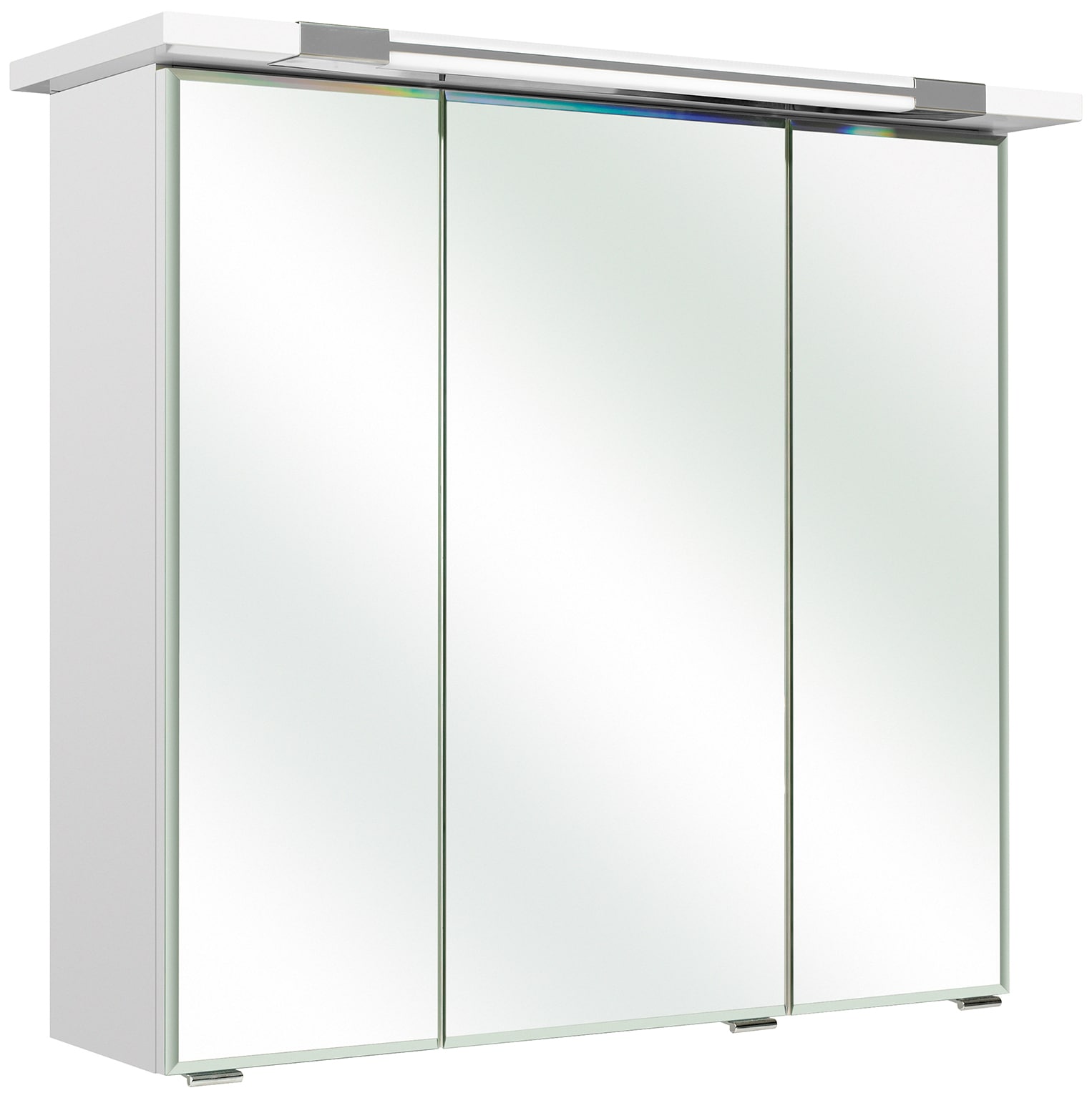 Saphir Badmöbel-Set »Trentino 2-teilig Glas-Waschtisch, Spiegelschrank mit LED-Profil«, (3 St.), Badmöbel-Set 77cm breit, inkl. Türdämpfer, 3 Türen, 2 Auszügen