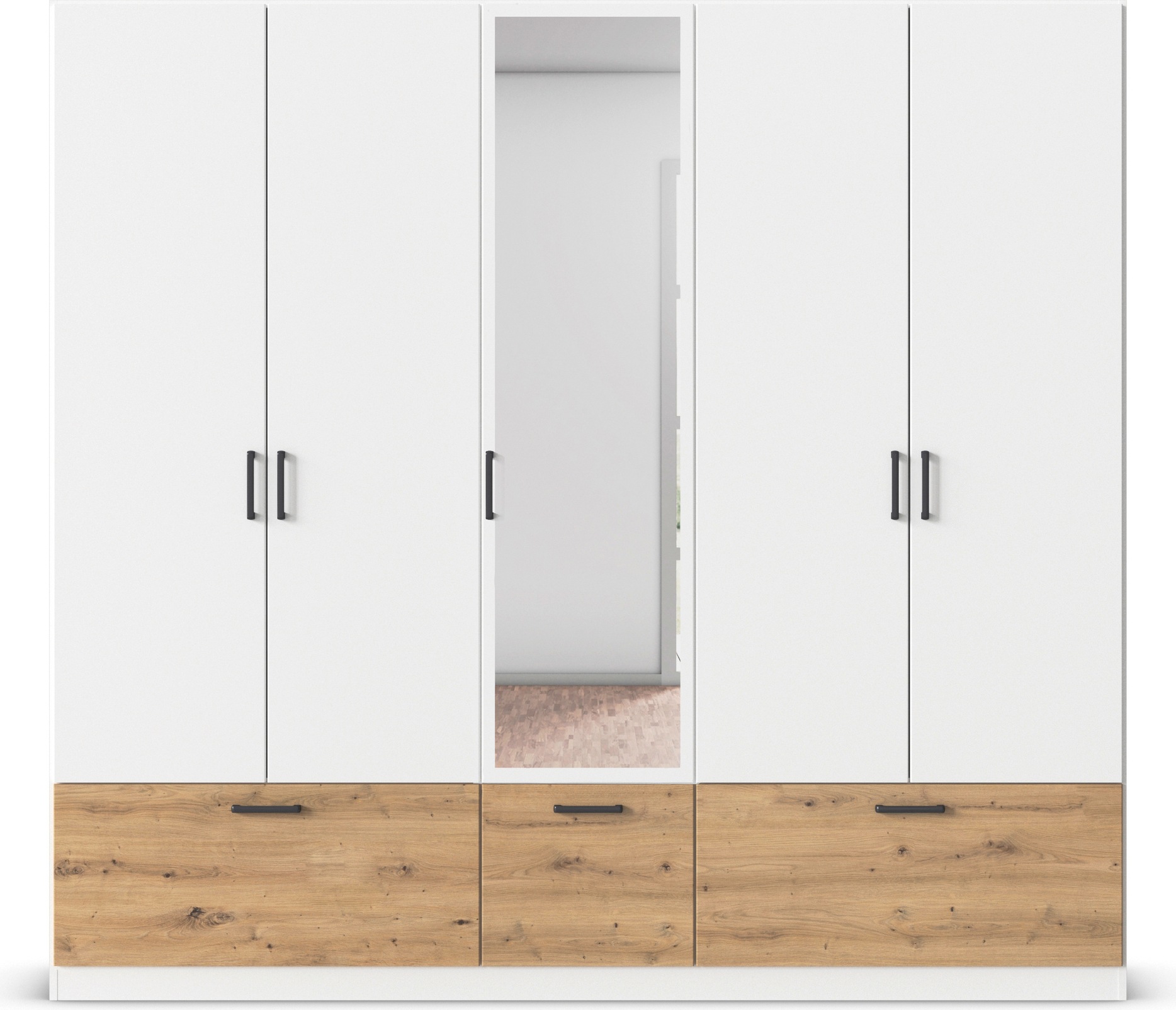 Thumbnail - rauch Drehtürenschrank "Kleiderschrank Schrank Garderobe Wäscheschrank BARI mit Spiegel", mit Schubkästen und modernem G...