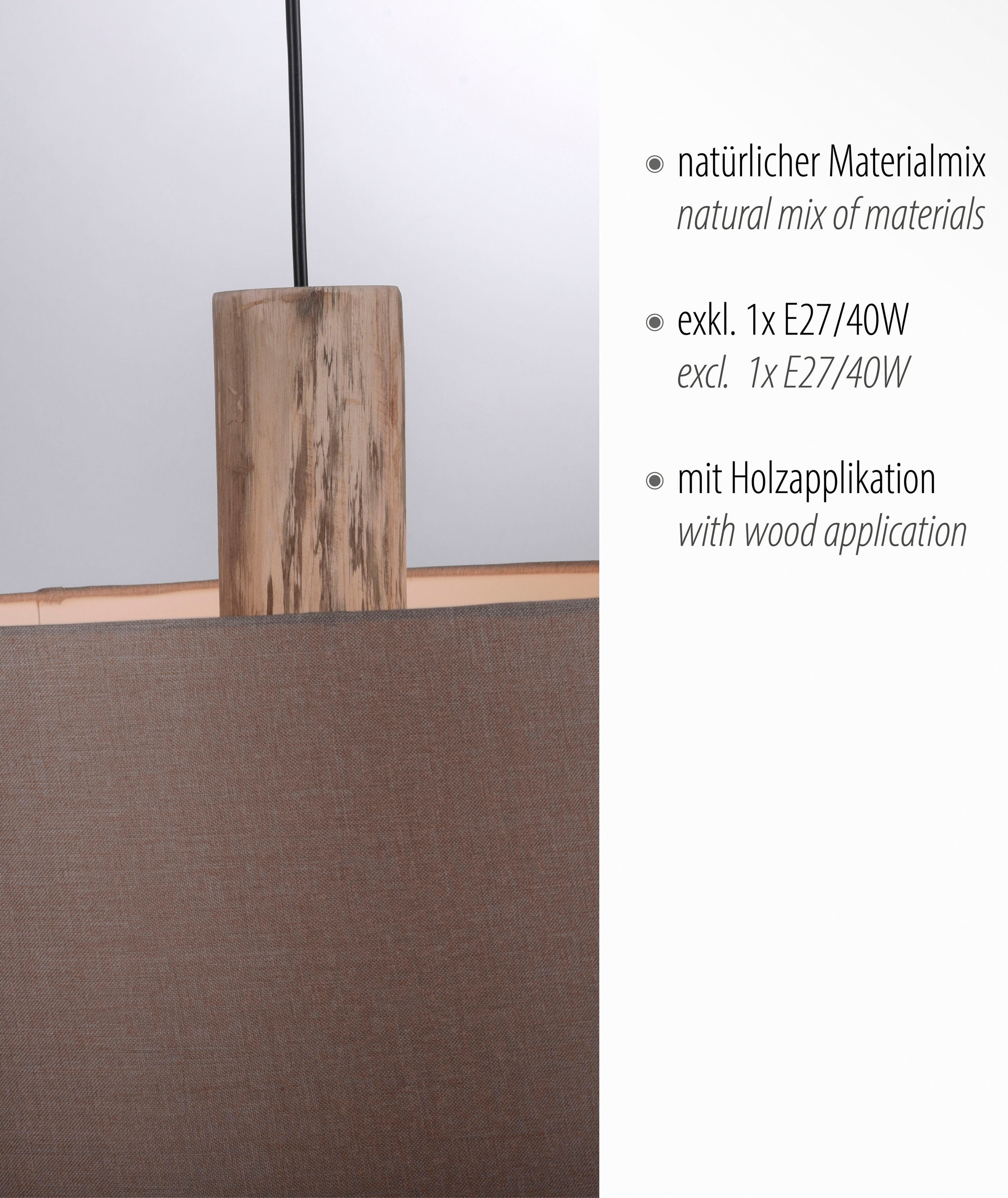 JUST LIGHT Pendelleuchte »LINEN«, 2 flammig, ExklusiveE27