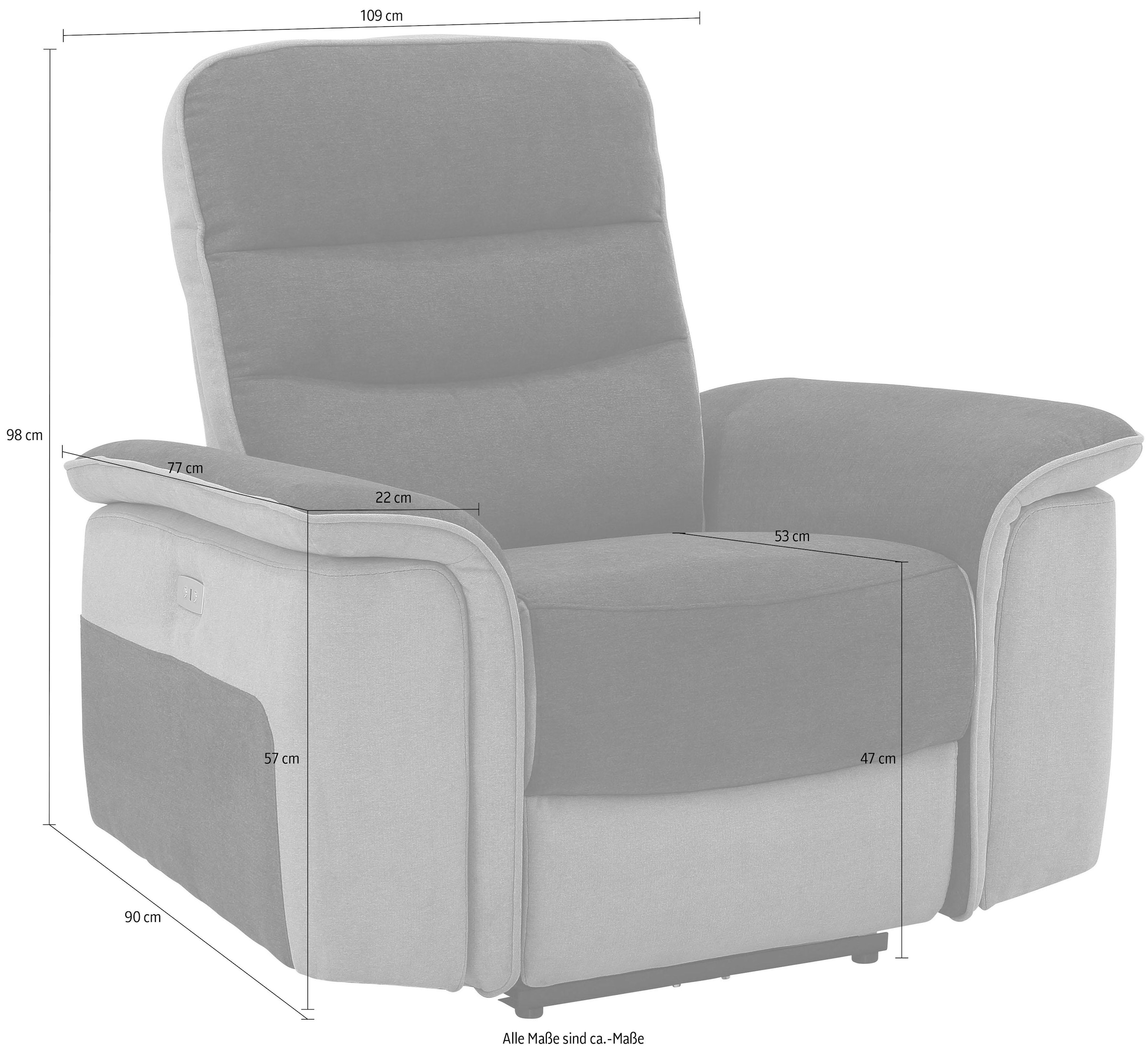 Home affaire Relaxsessel »Maldini, TV-Sessel«, mit elektrischer Relaxfunktion und USB-Steckeranschluss, Breite 109 cm