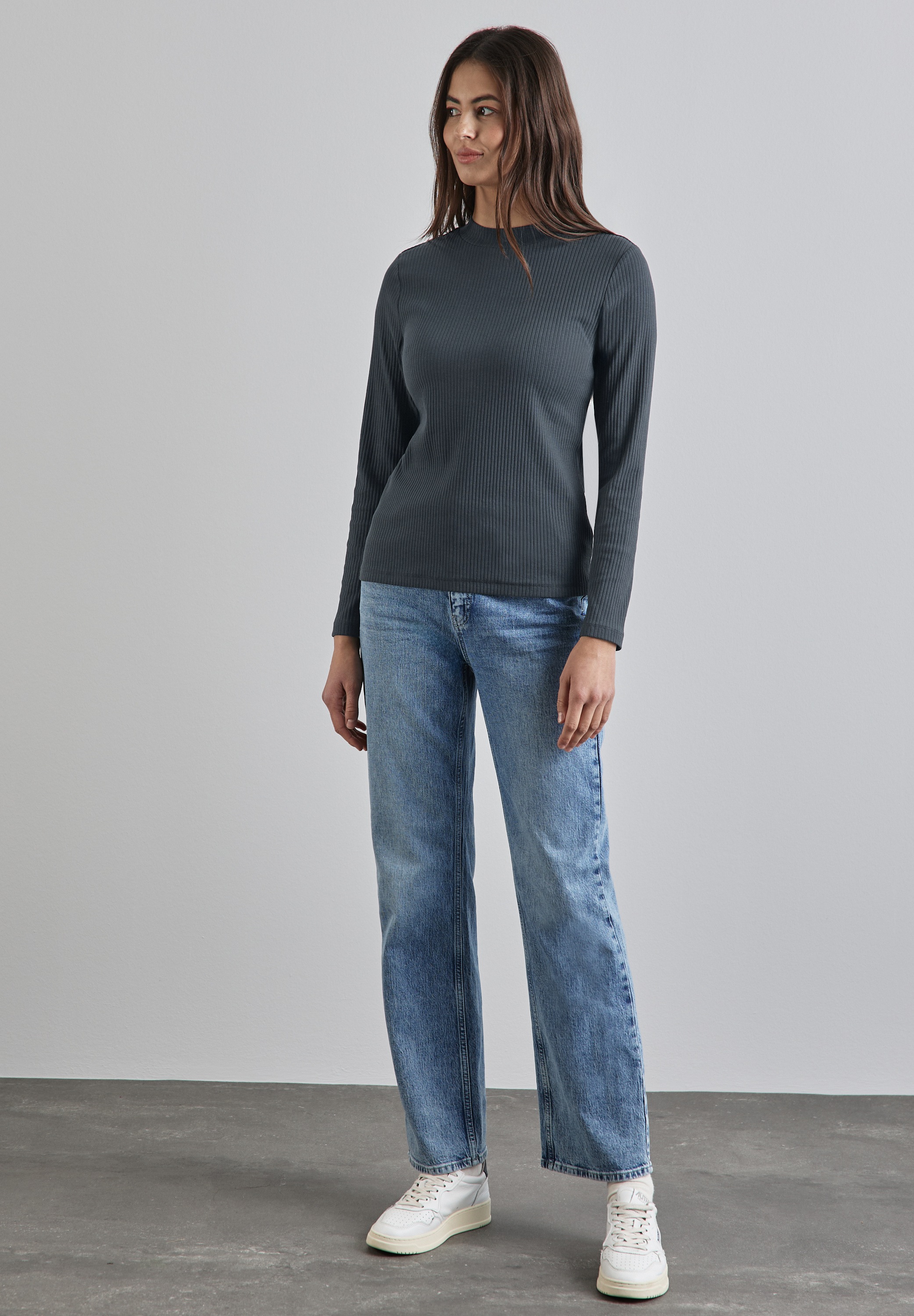 STREET ONE Langarmshirt, aus Baumwolle mit Stretchante