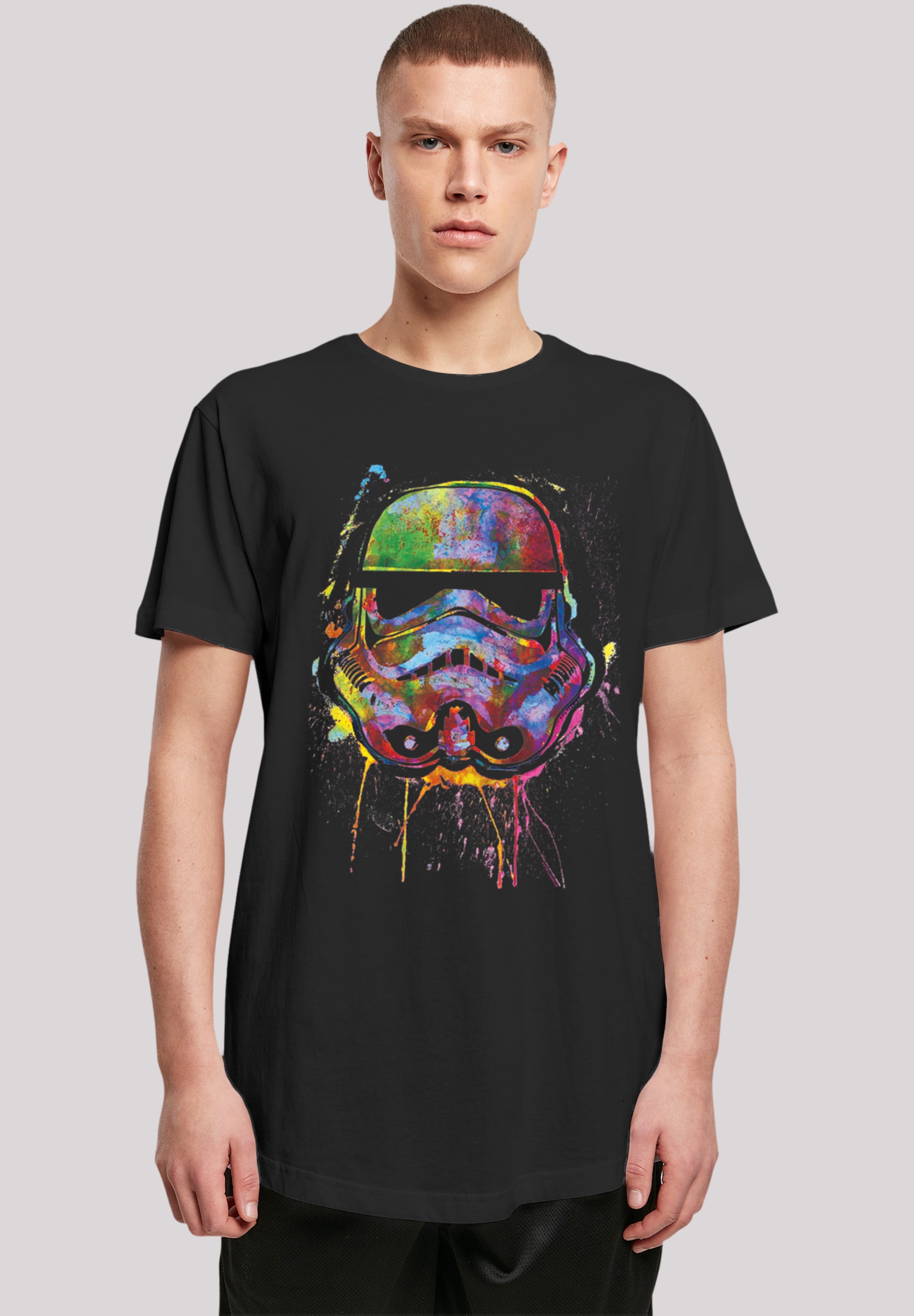 F4NT4STIC Kurzarmshirt »F4NT4STIC Herren Stormtrooper Paint Splats with Shaped Long Tee«, (1 tlg.)