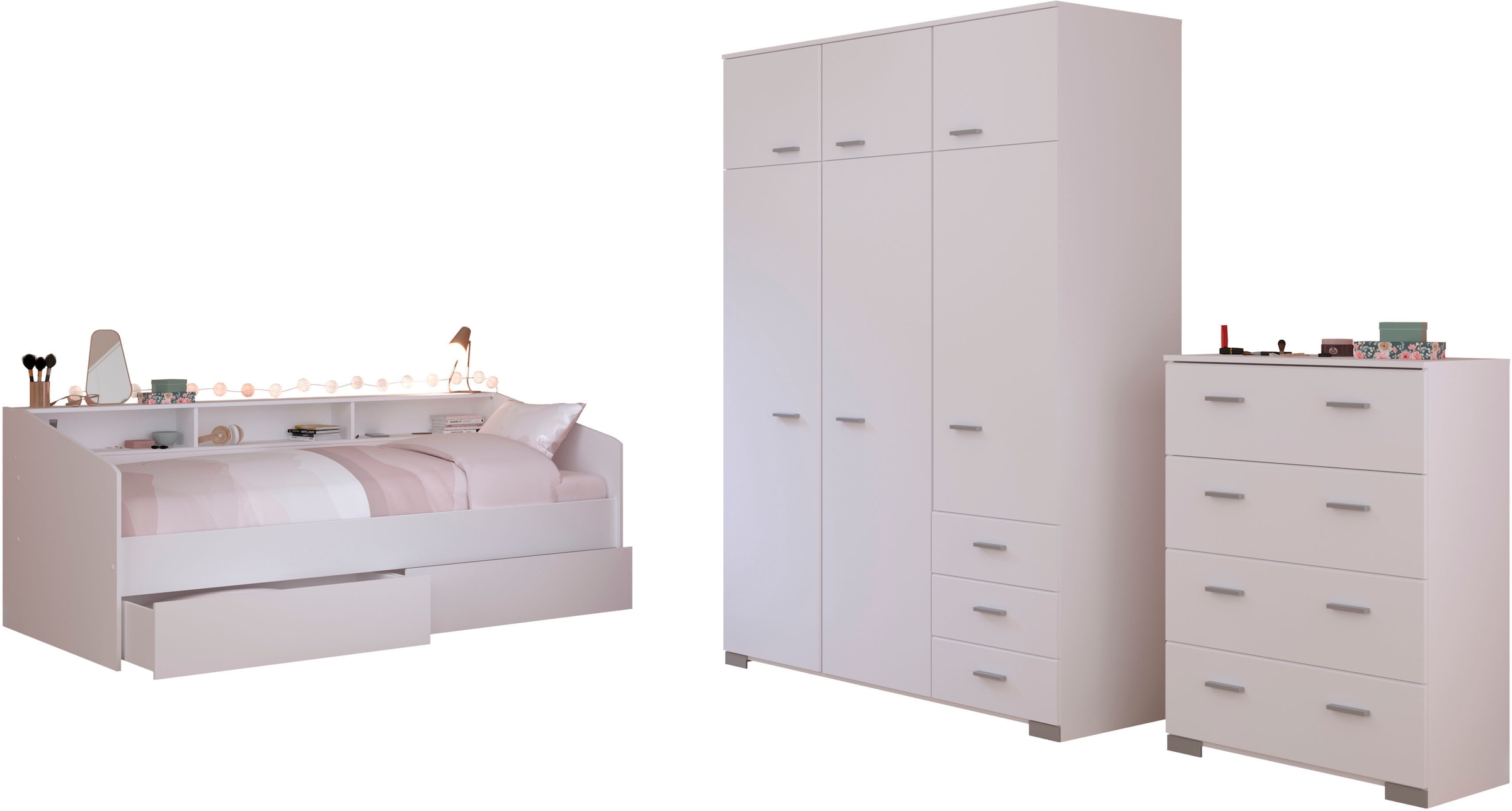 Jugendzimmer-Set »Sleep 41«, (Set, 4 St.), Rückwände der Fächer am Bett drehbar