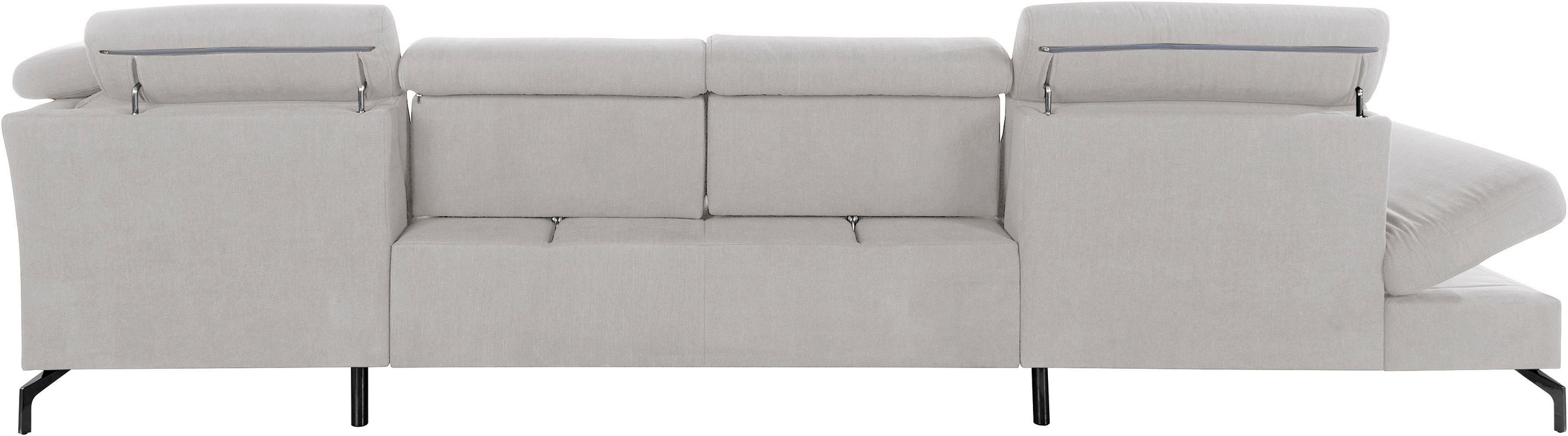 Wohnlandschaft SIT & MORE "Brisbane U-Form", silber, B:367cm T:243cm, Soft clean (98% Polyester, 2% Polyamid), Sofas, Zehentrenner, Fußhöhe 15 cm, inklusive Sitztiefen-, Armteil- und Kopfteilverstellung 9
