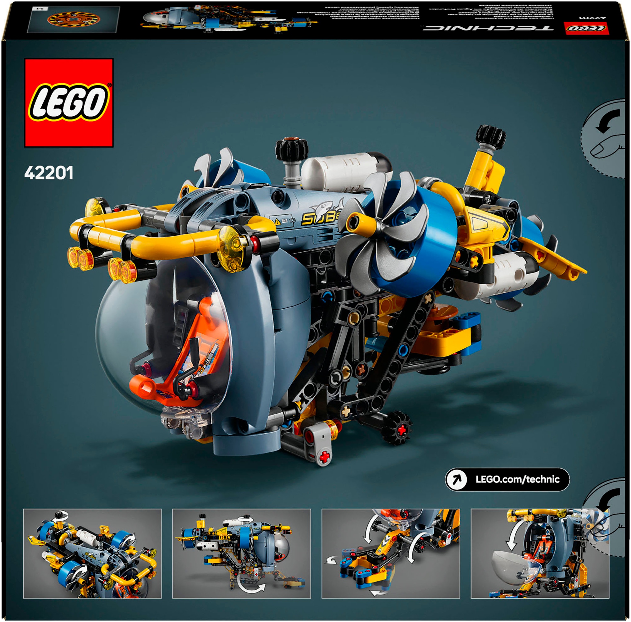 LEGO® Konstruktionsspielsteine »Tiefseeforscher U-Boot (42201), LEGO Technic«, (413 St.), Made in Europe