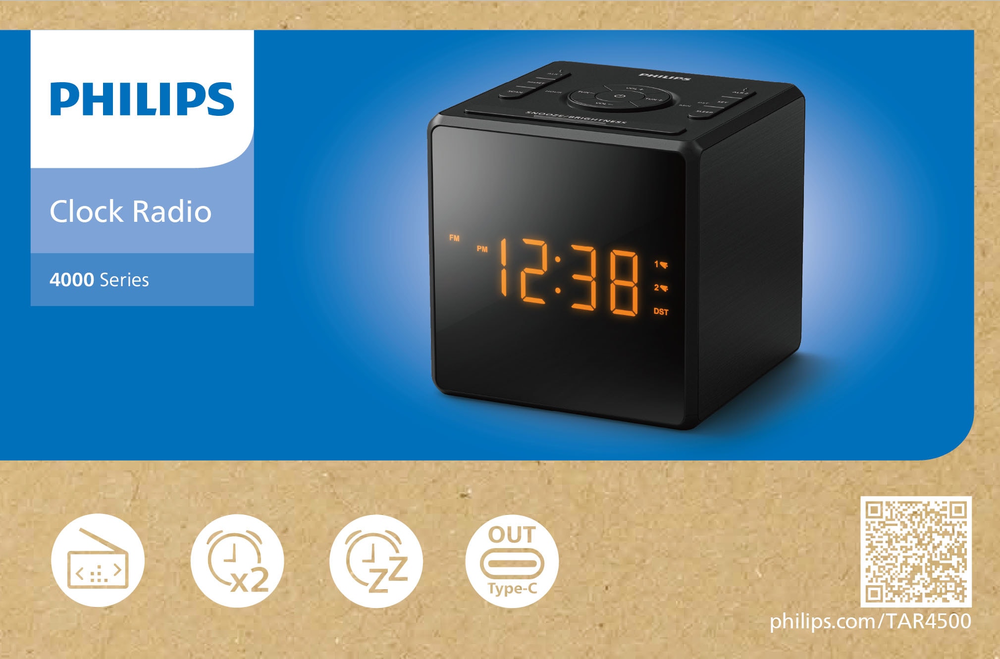 Philips Uhrenradio »TAR4500«, (UKW mit RDS 1,4 W)