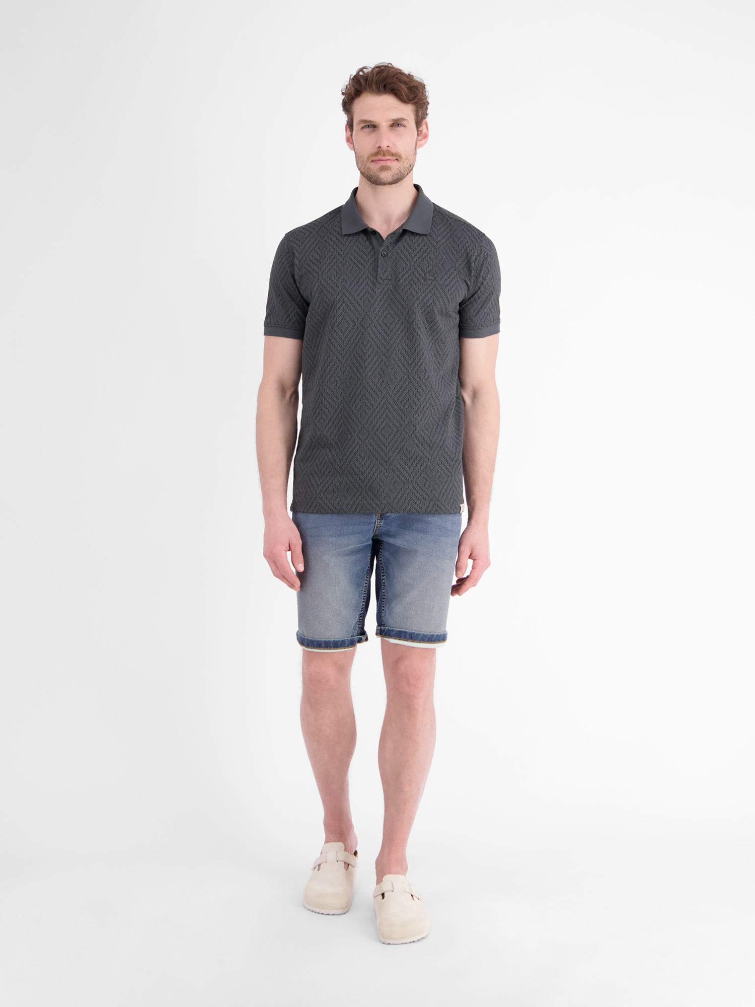 LERROS Poloshirt »Poloshirt mit rautenförmigem Jaquard-Muster in 2-Tone-Optik«